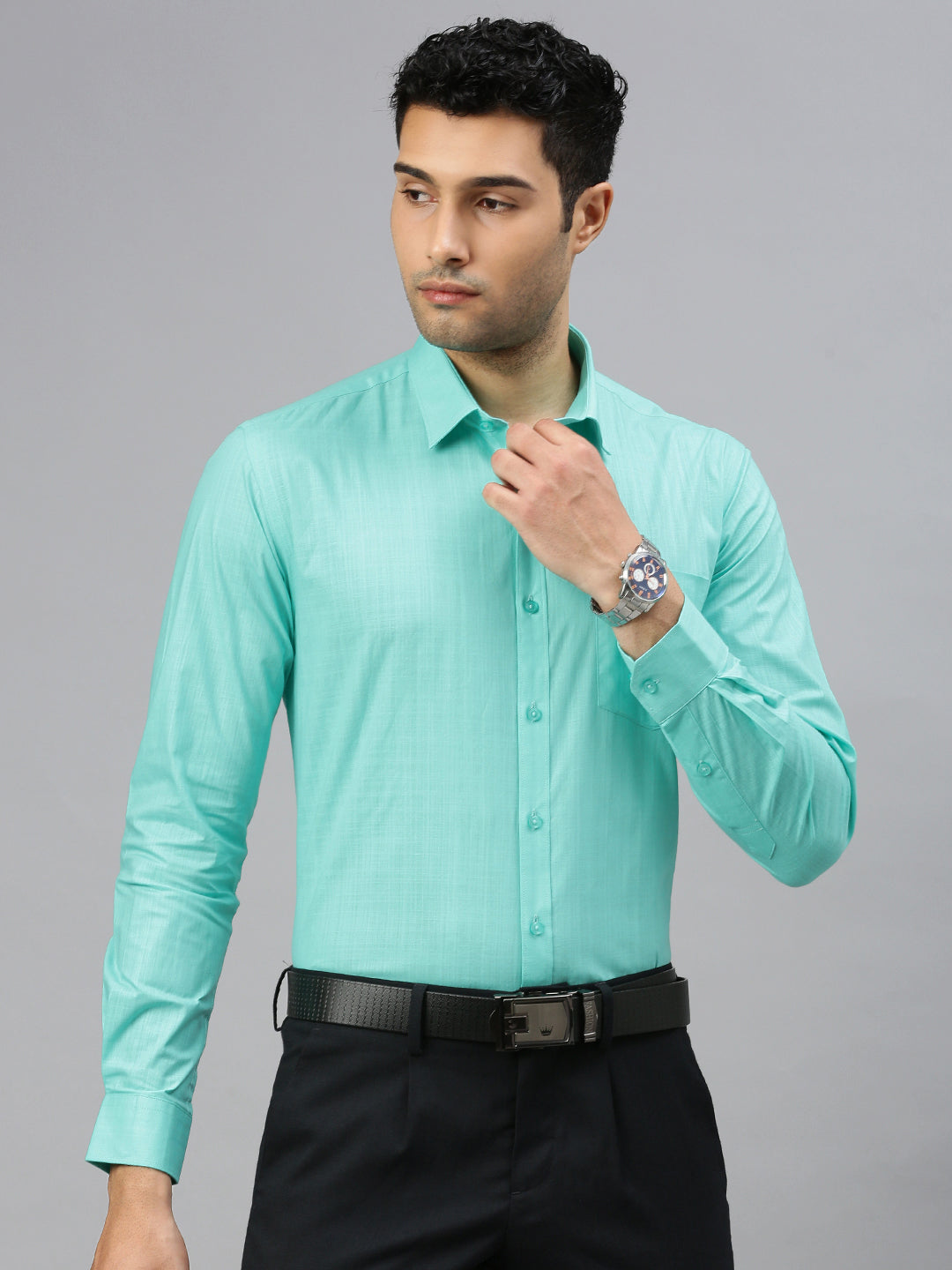 Men 100% Cotton Greenish Cyan T37 TM3