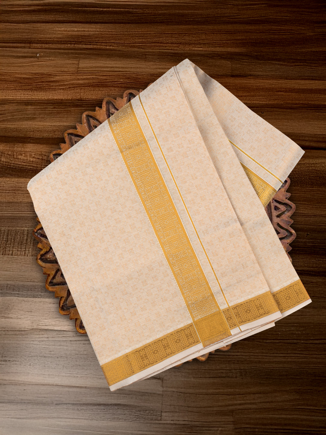 Men Gold Tissue Jacquard Shirting & Dhoti Set Celebrity Elegant CEG03