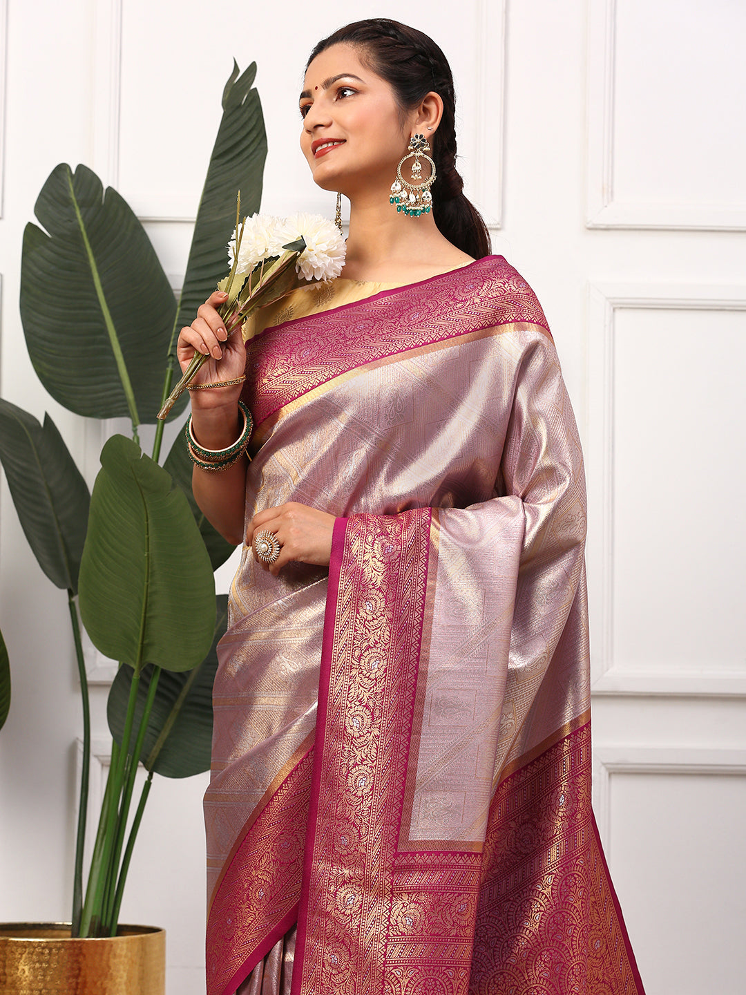 Womens Semi Silk Saree Purple SS262