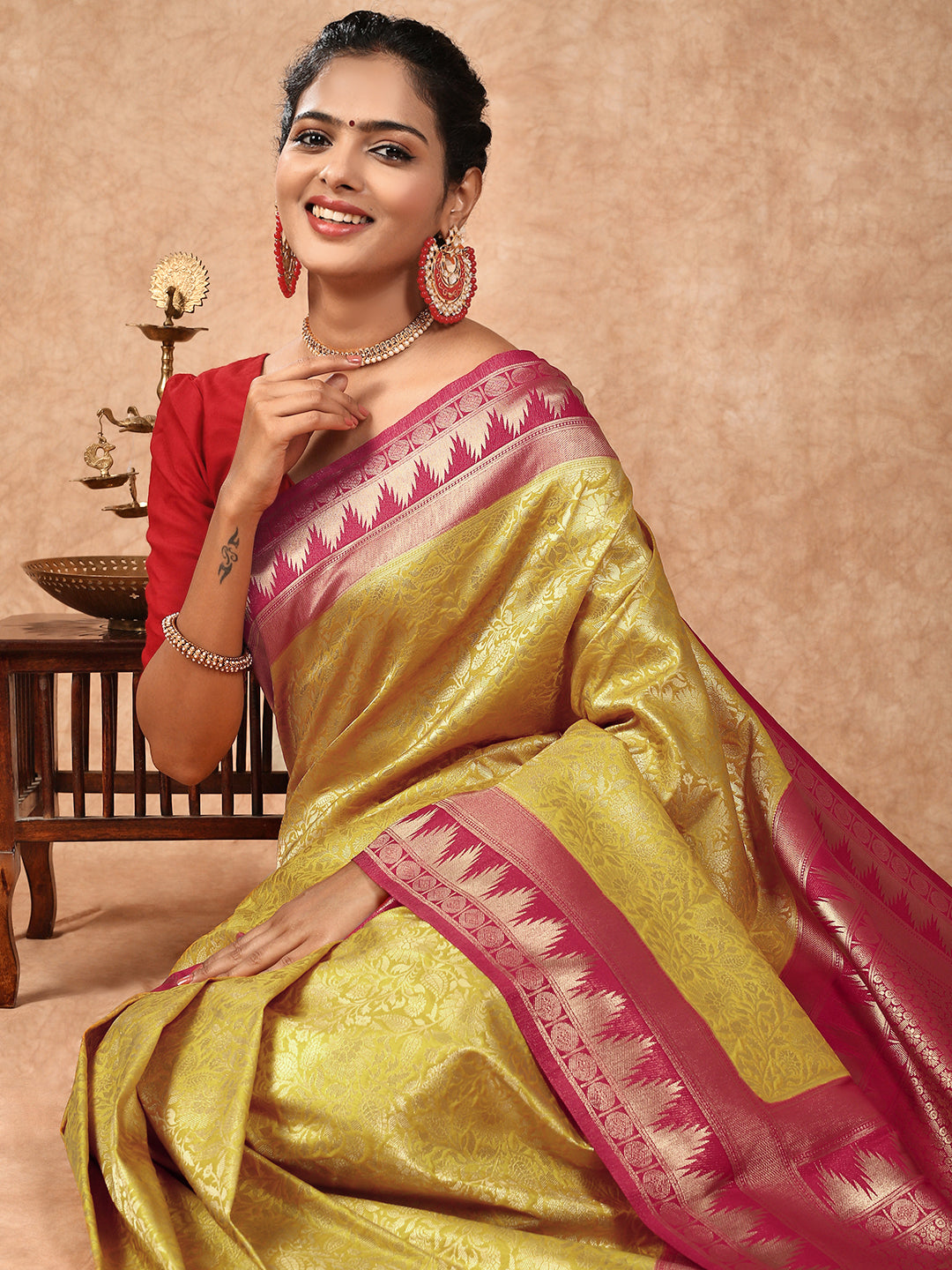 Women Semi Silk Saree Yellow SS213