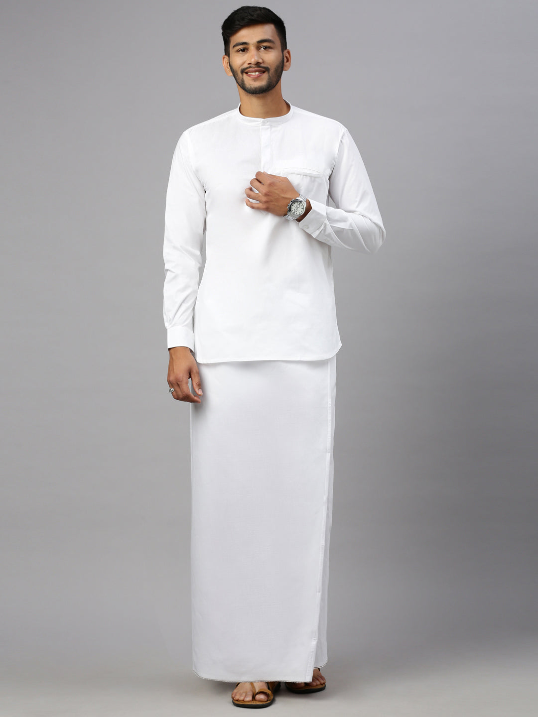 Mens Single Dhoti White Breeze Paramas V2