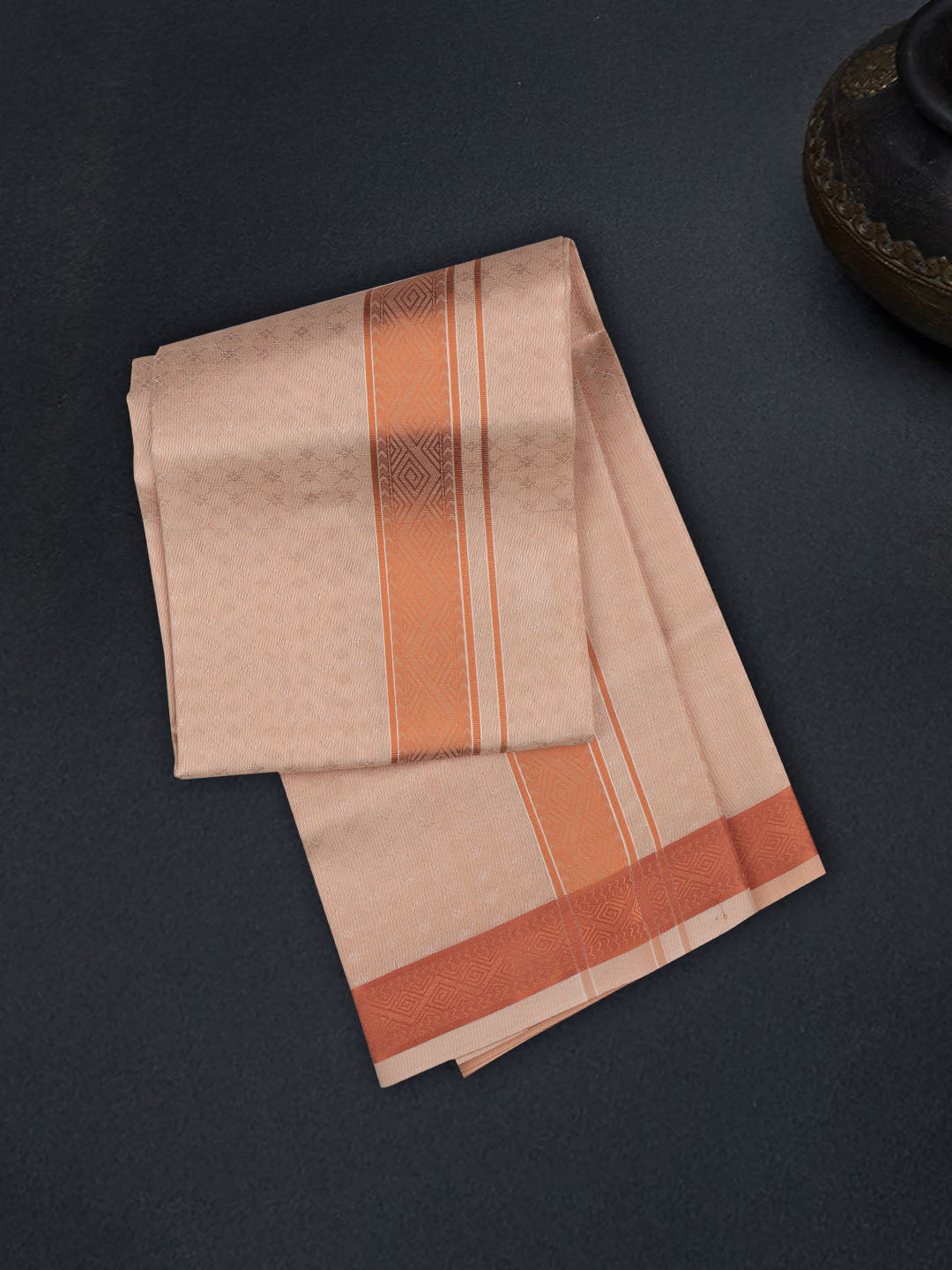 Men Art Silk Dhoti & Shirting Set Copper Moon Stone(2*1)
