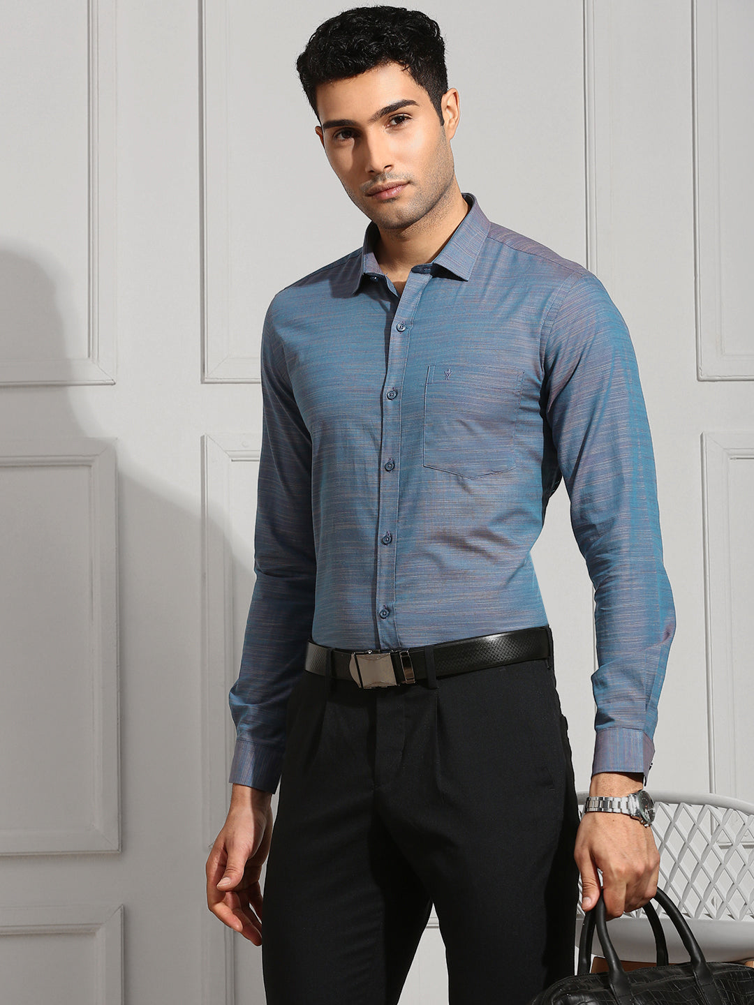 Men 100% Cotton Blue Shirt CL7 GE3