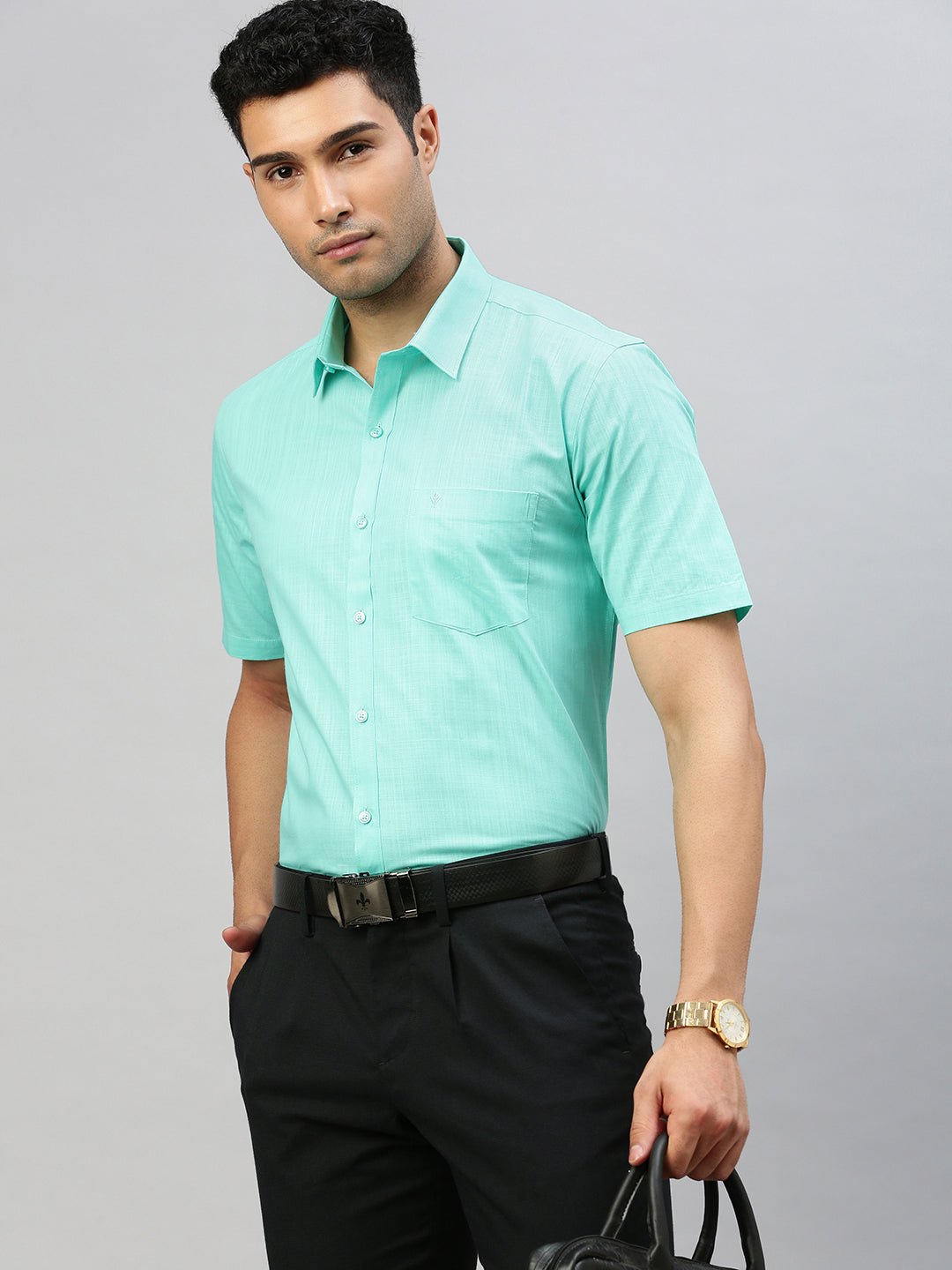 Men 100% Cotton Greenish Cyan T37 TM3