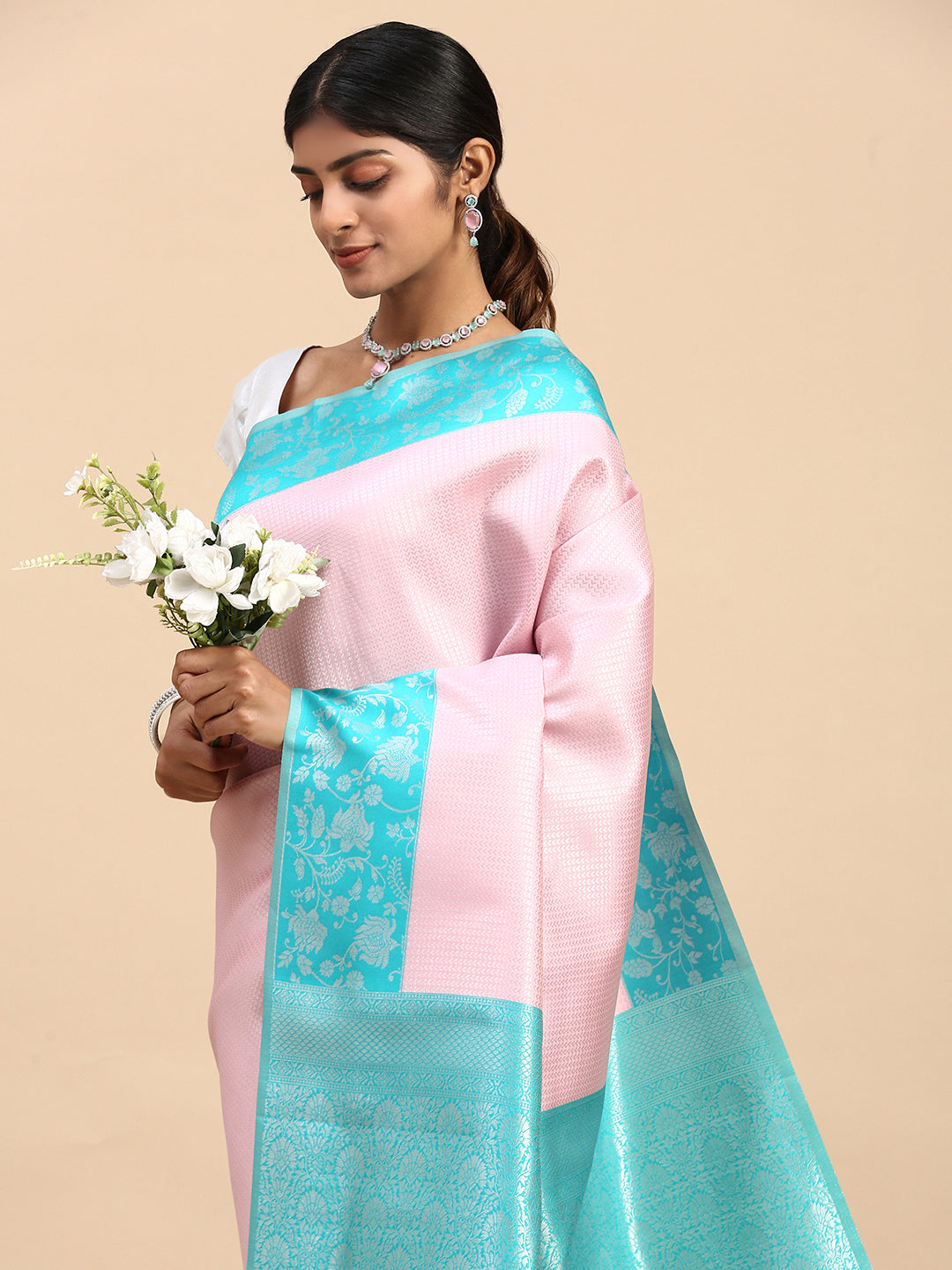 Women Semi Silk Saree Pink SS282