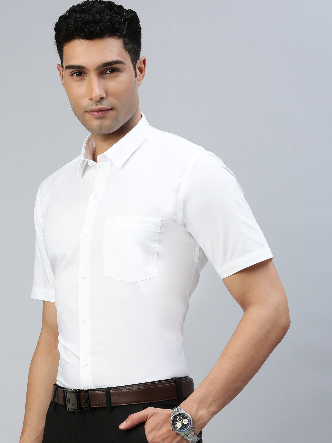 Men 100% Cotton White Shirt RR Image