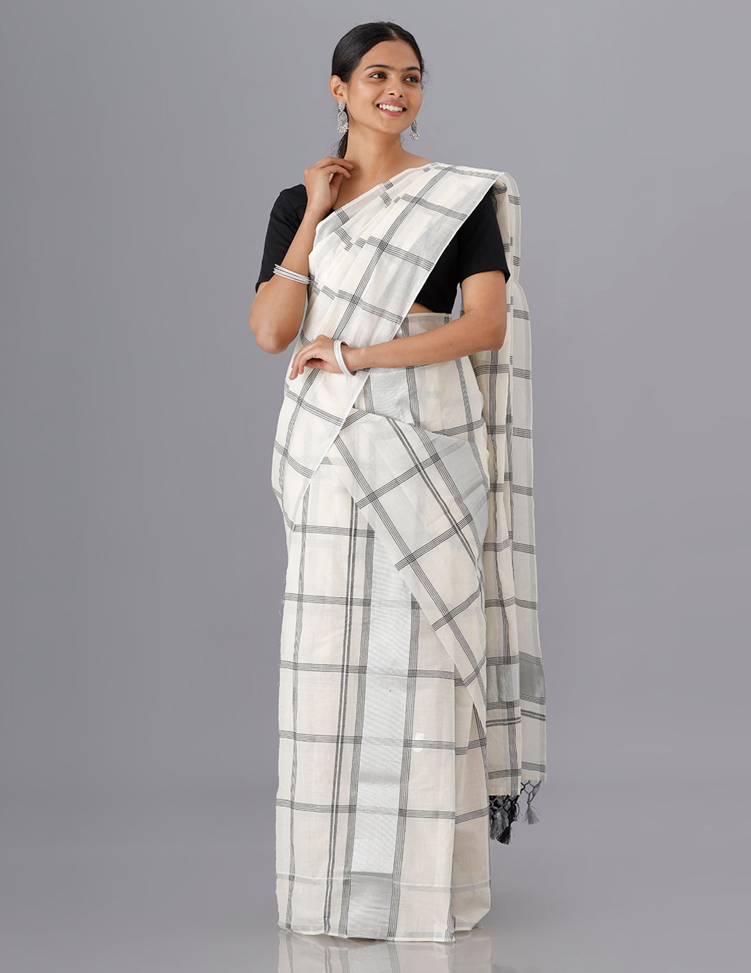 Womens Kerala Single Set Mundu Sarees Silver