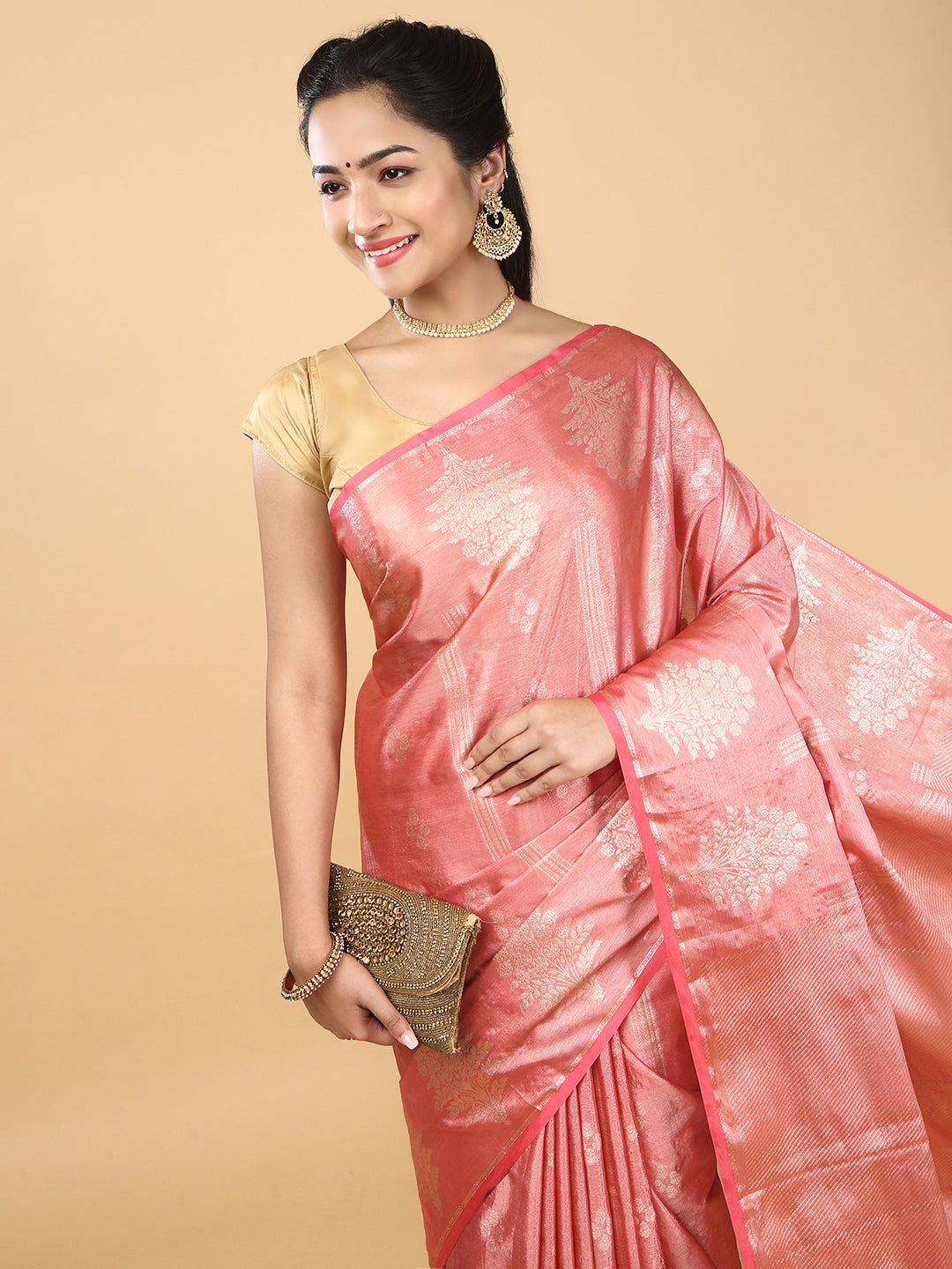 Couple Combo Shirt & Dhoti Set with Saree Pink SS323