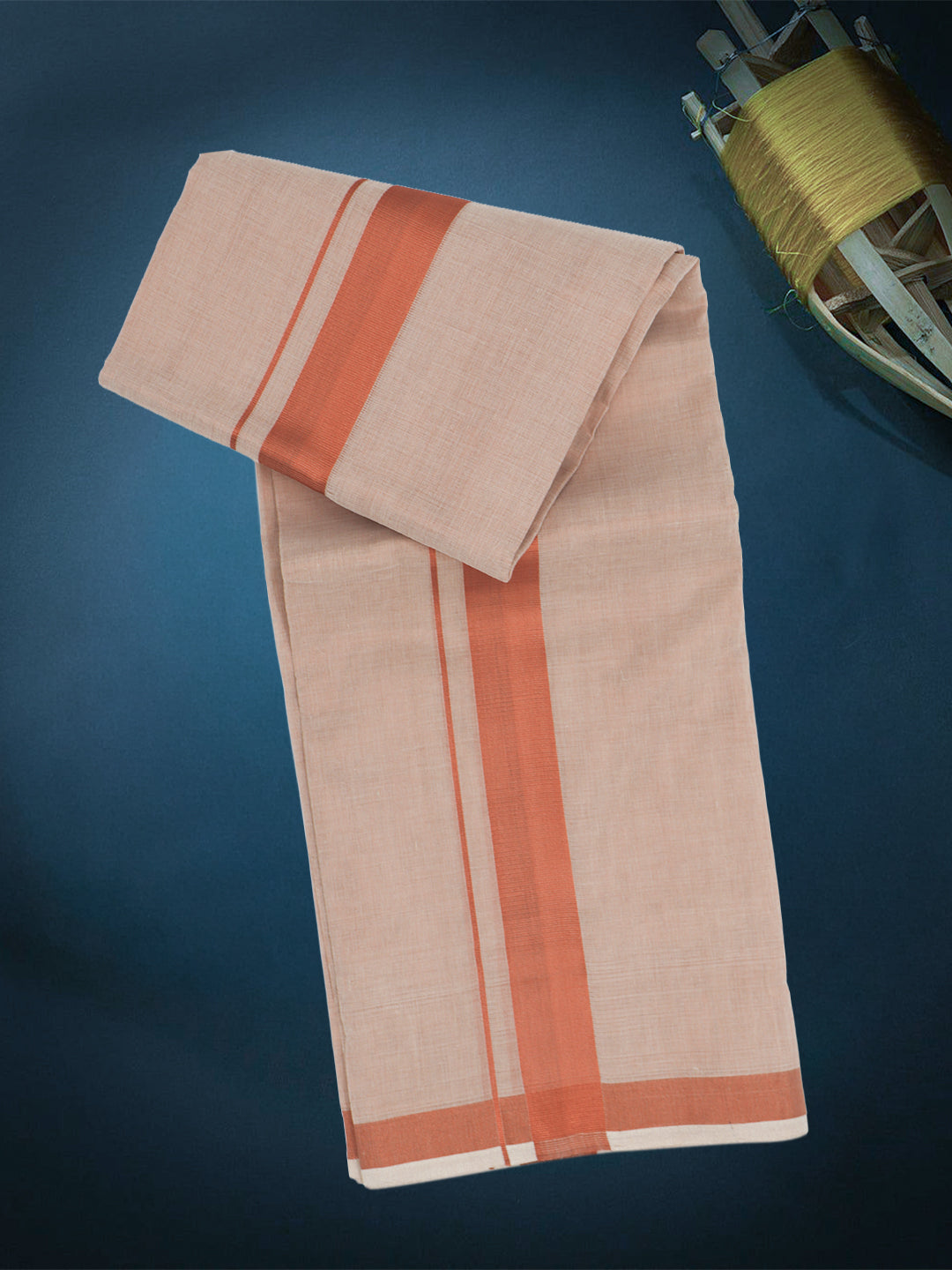 Men Premium Handloom Tissue Copper with Dhoti Jari Border HLM79