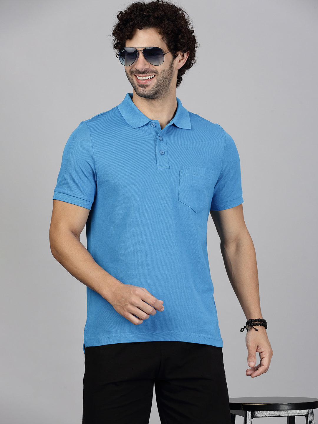 Men T-shirt and Shorts Combo Blue with Black