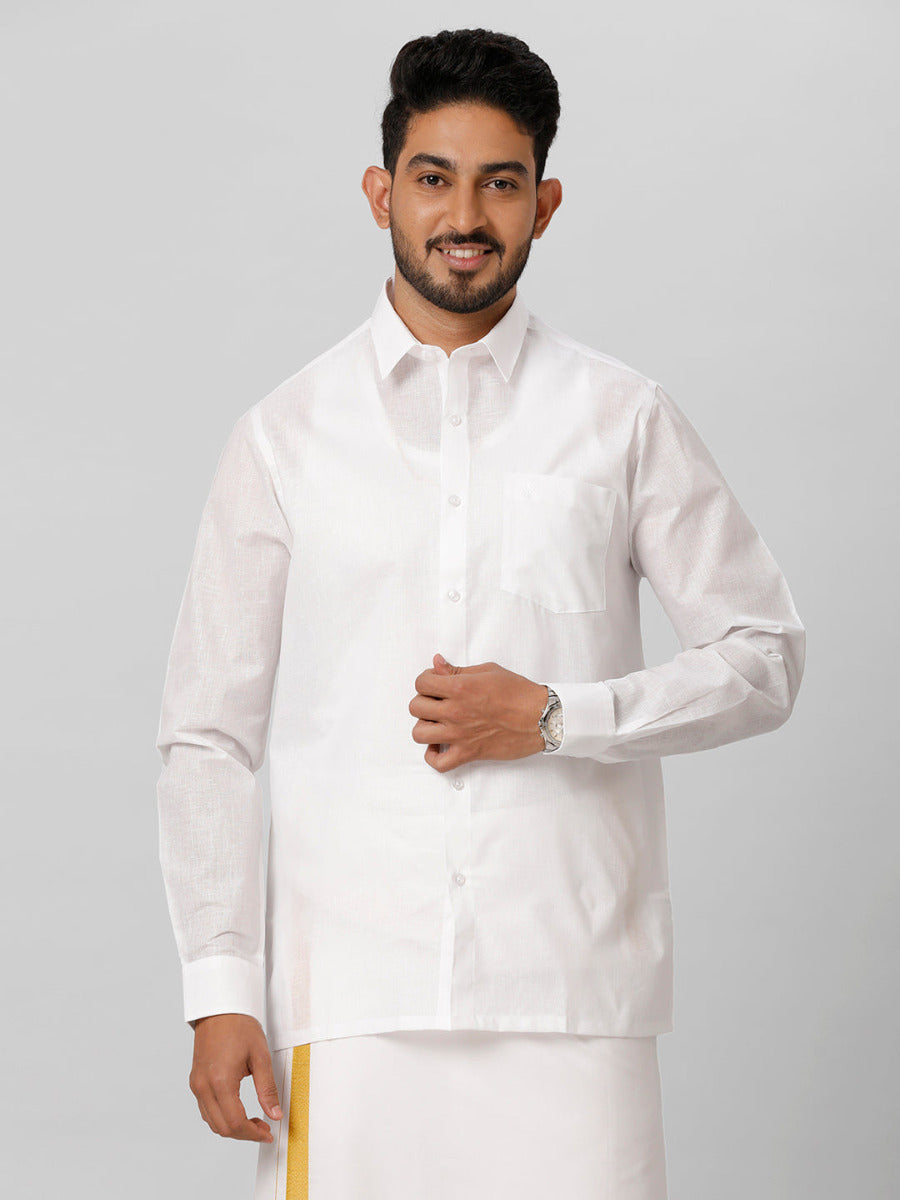 RAMRAJ COTTON Men White Cotton Solid Full Sleeve Shirt (36) : :  Clothing & Accessories
