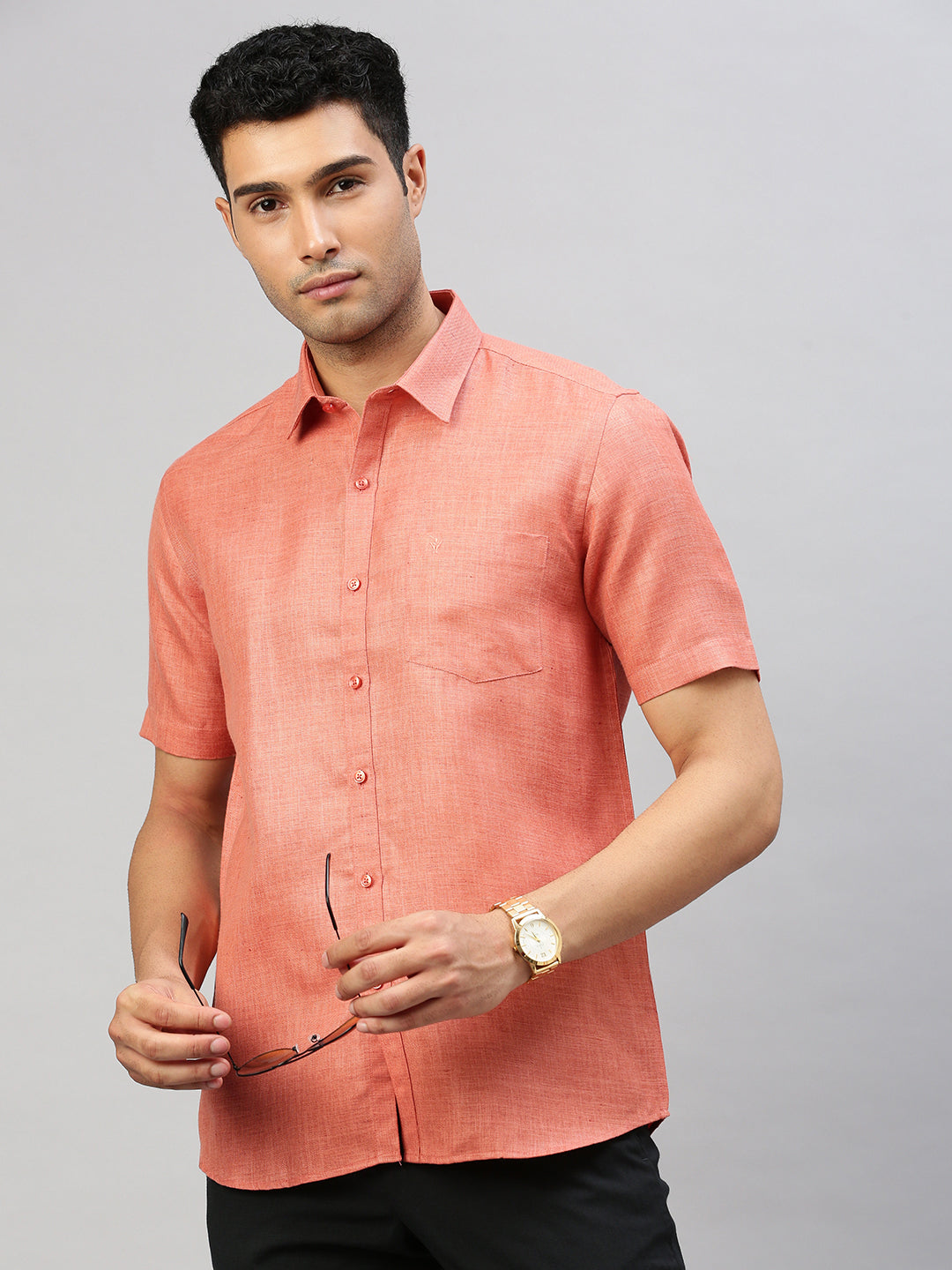 Men Cotton Blend Shirt Red T7 CG15