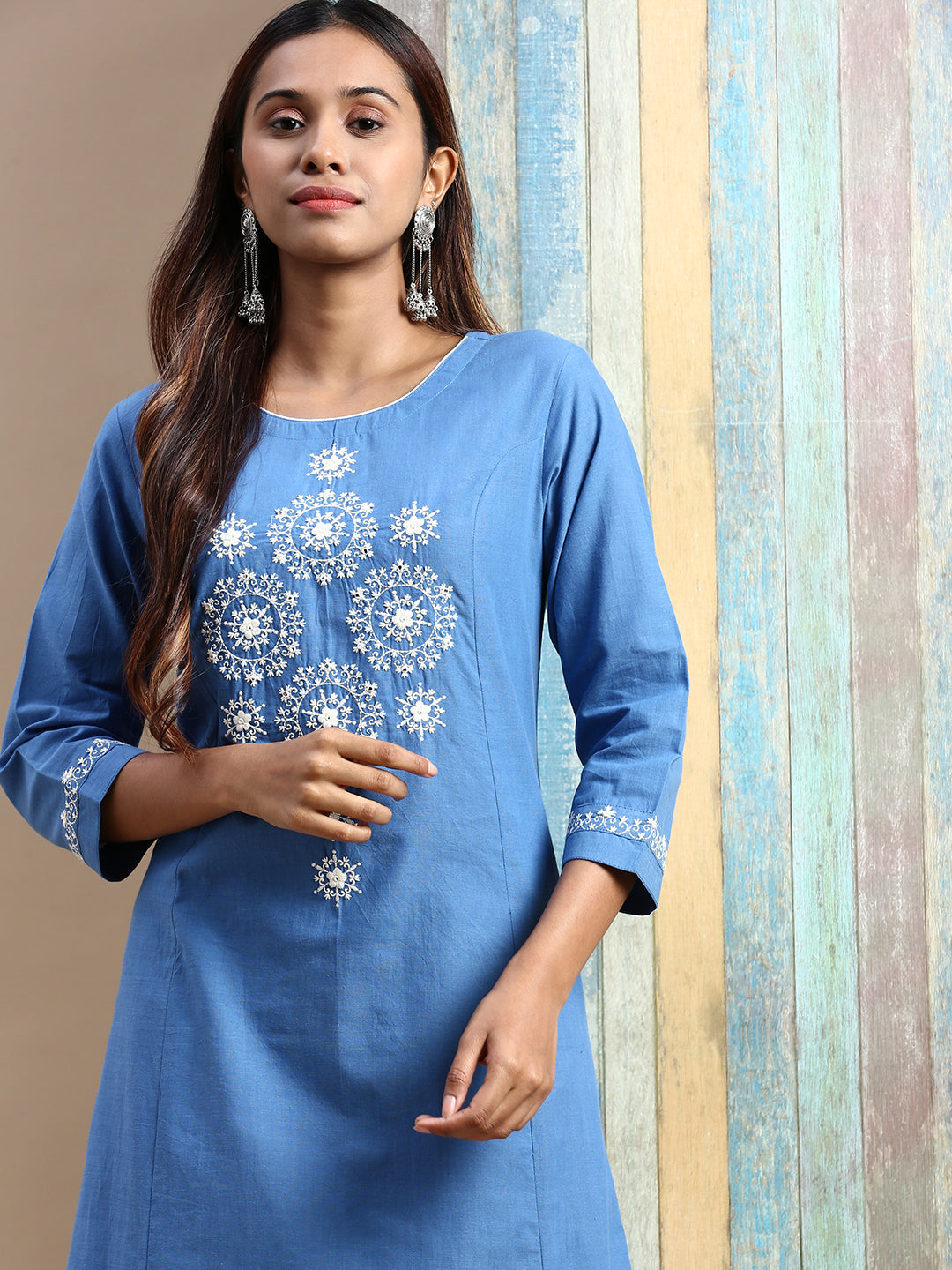 Black Cotton Kurti Lucknow Chikankari Kurta Top Indian Hand Embroidered  Shirt | eBay