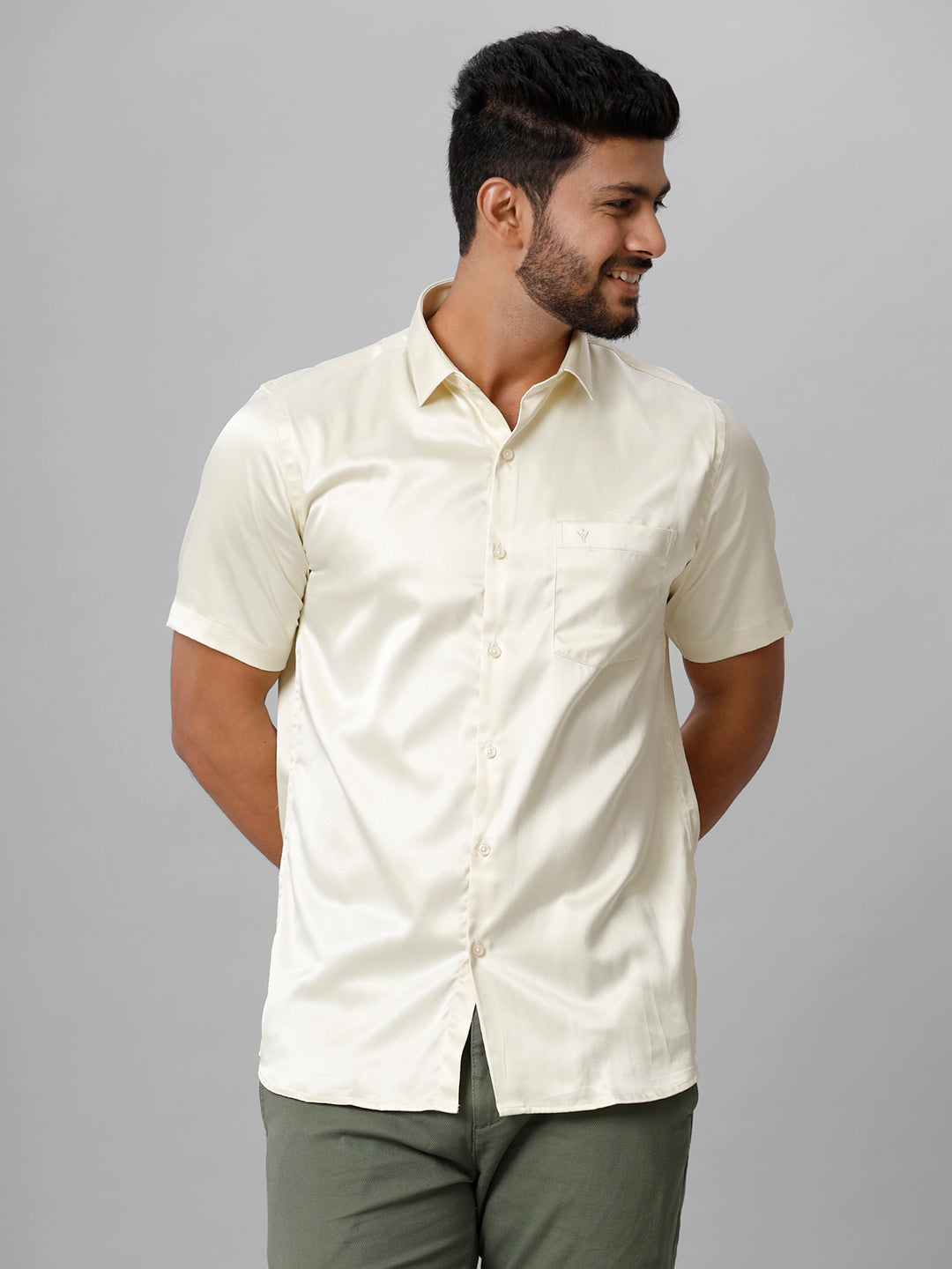 Mens Party Wear Cream Shirt