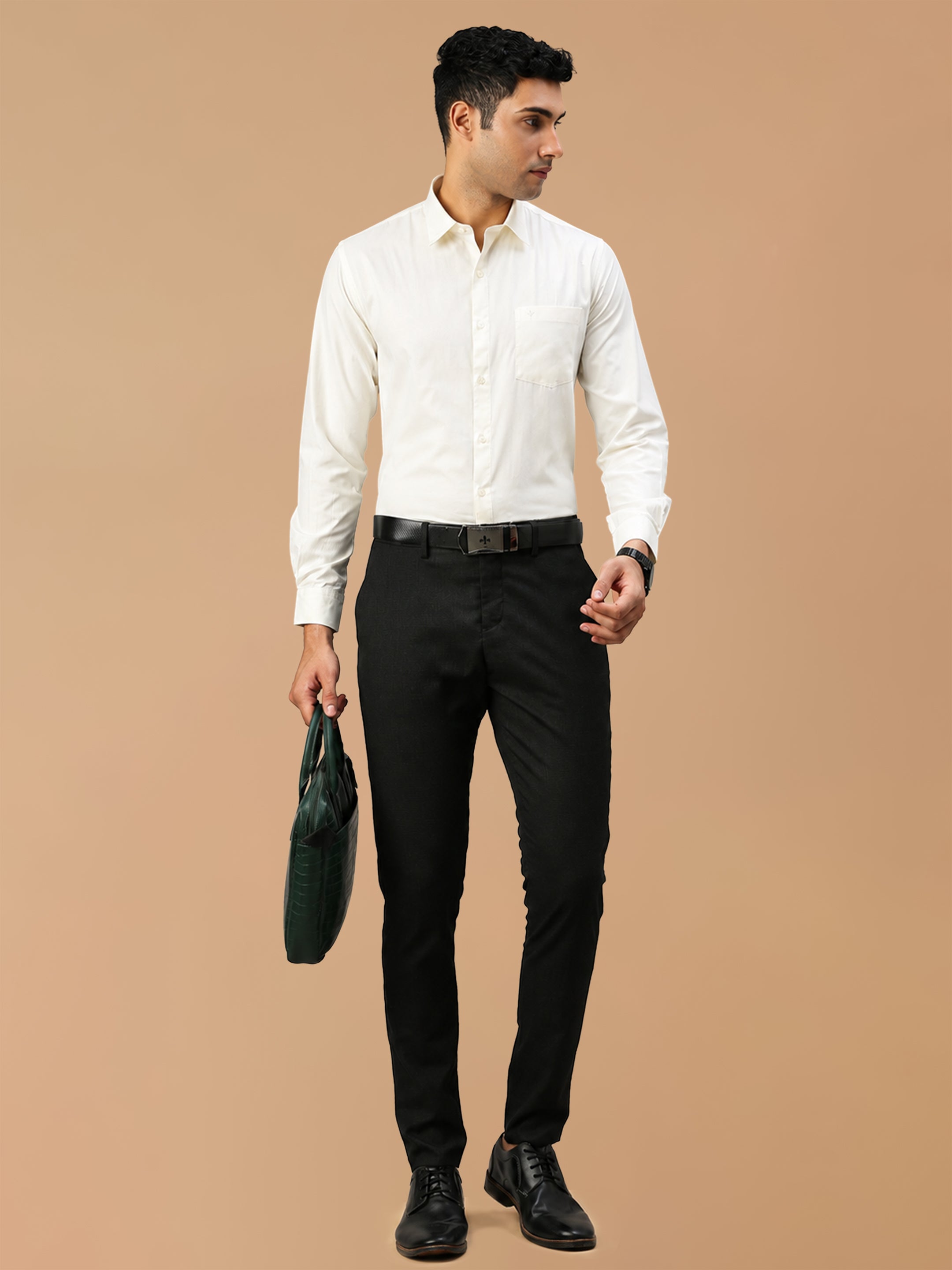 Cotton Rich Cream Regular Fit Shirt Vivaham