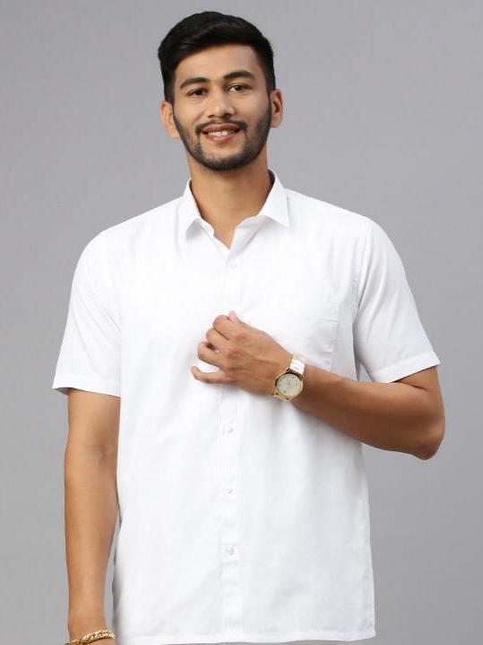 Mens White Shirt with Single Dhoti Blue Combo WS18