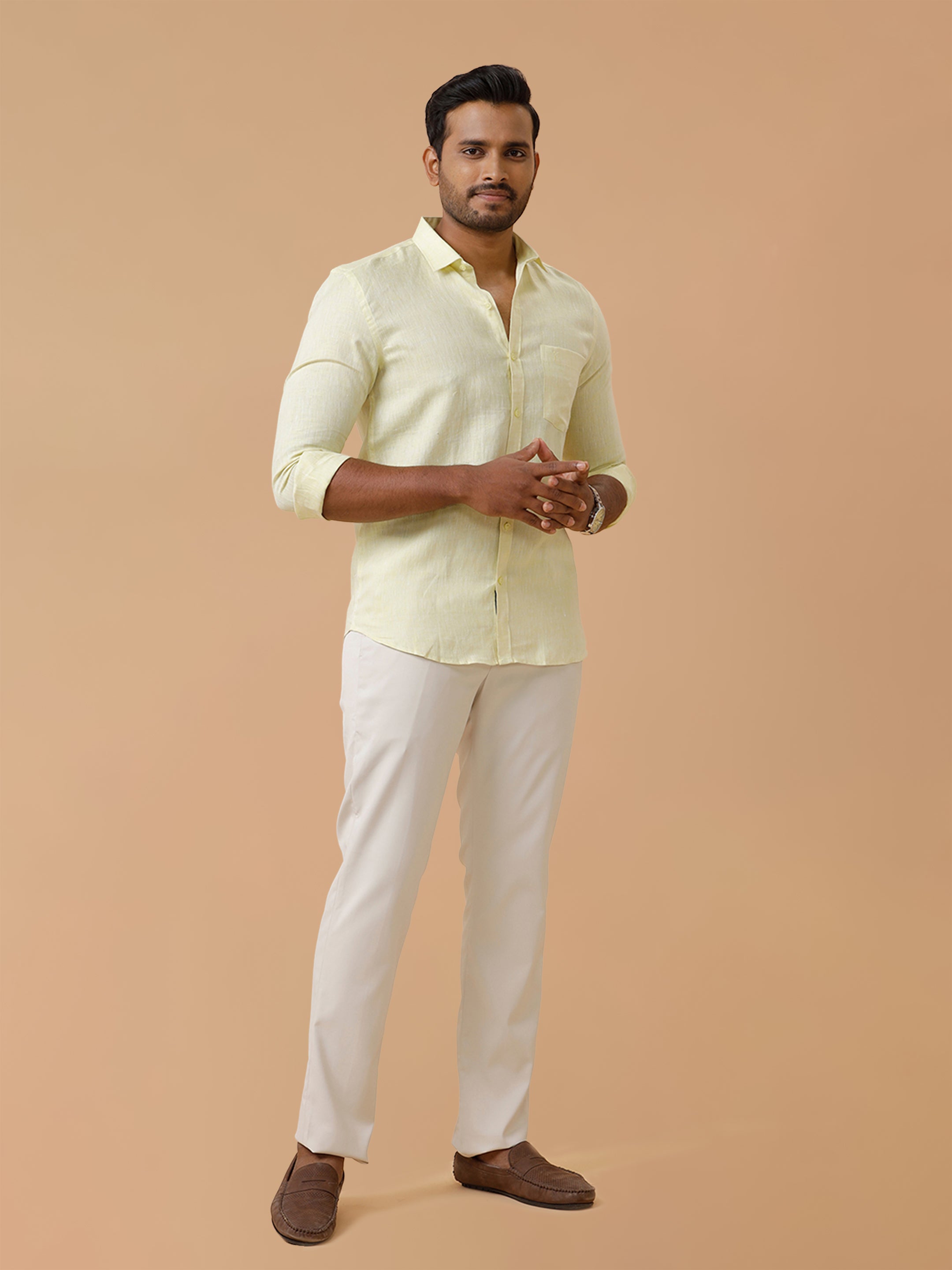 Pure Linen Tidel Green Smart Fit Shirt L86