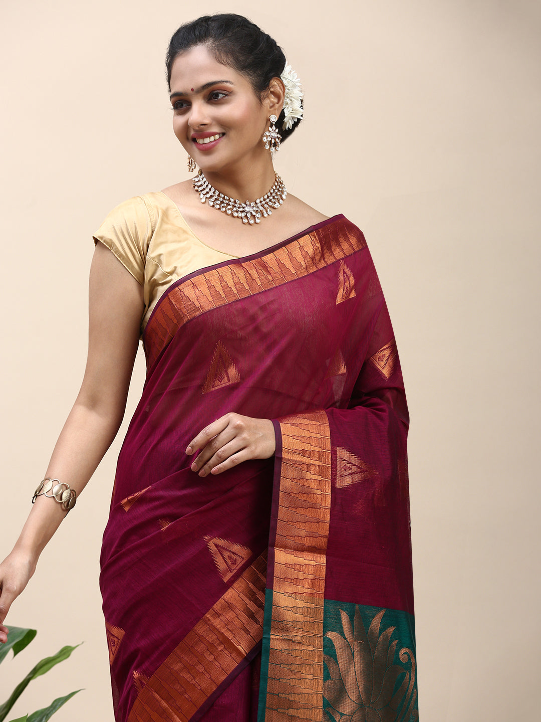 Women Semi Silk Saree Purple SS305