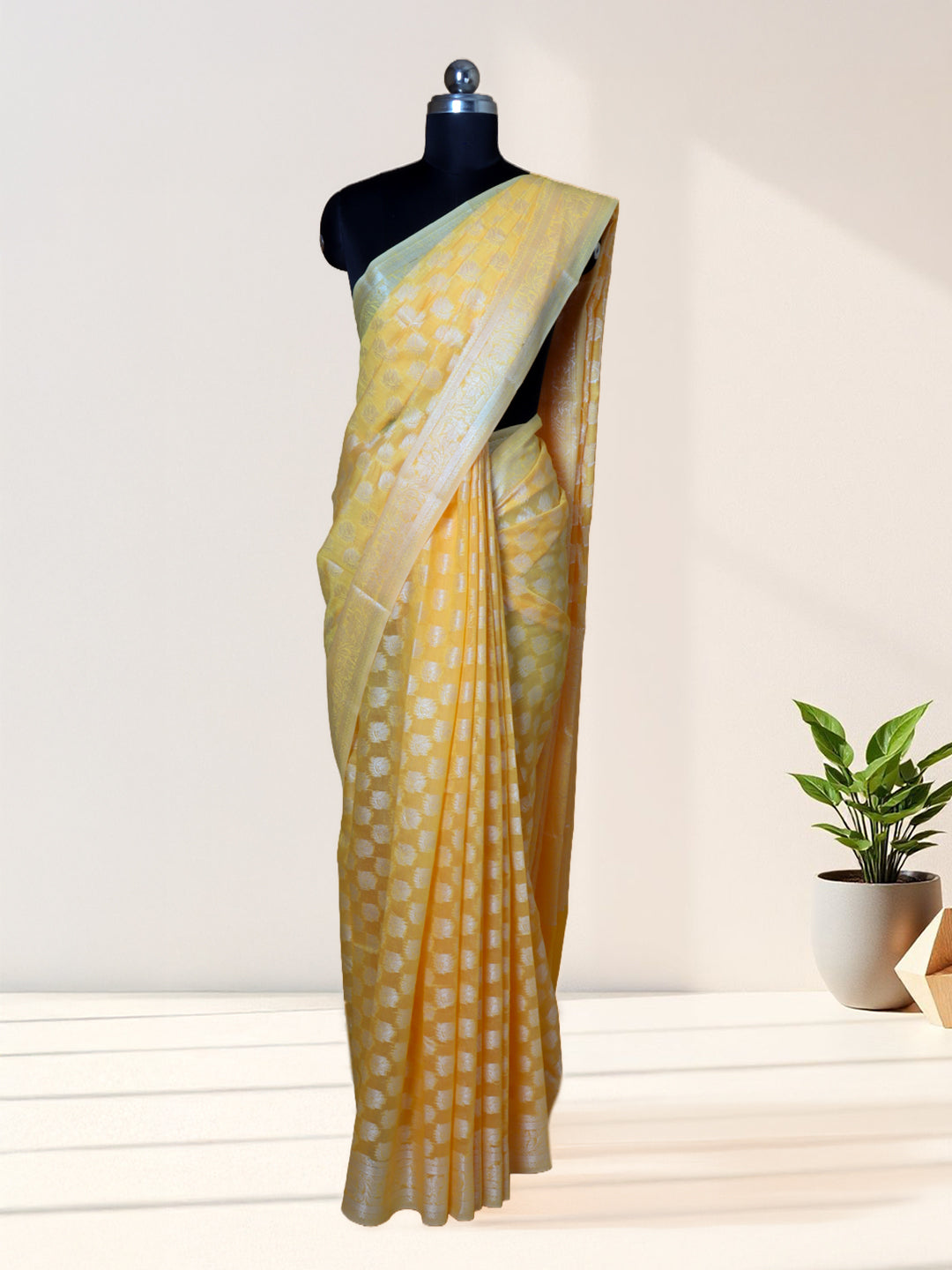 Women Yellow Cotton Saree PCS242