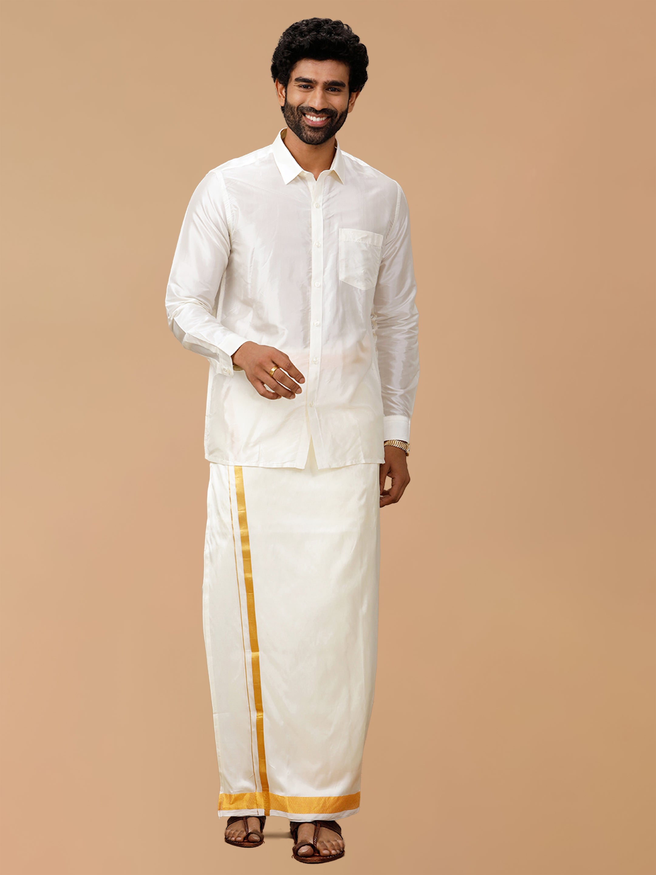 Silk Feel Cream Regular Fit Shirt