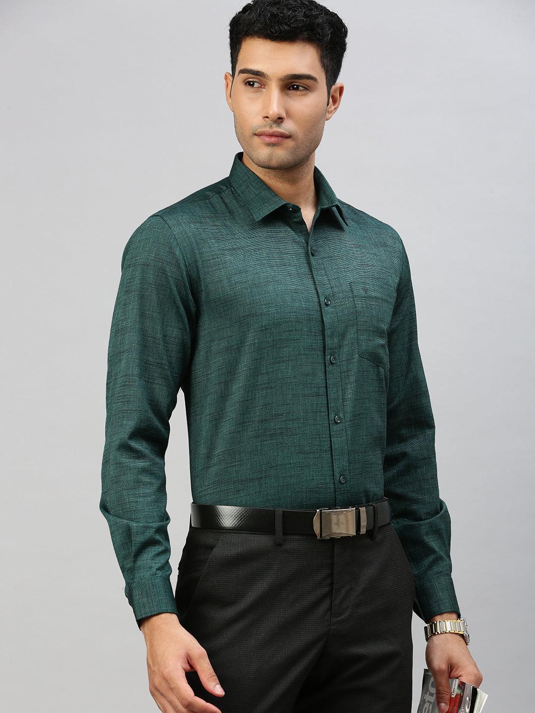 Mens Cotton Blend Shirt Green T33 TI6