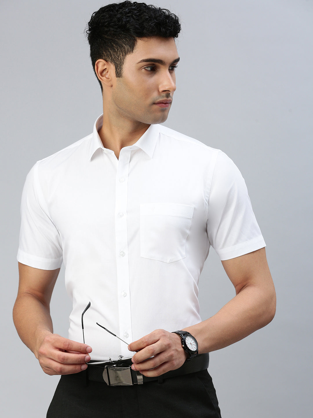 Mens 100% Cotton White Half Sleeves Shirt Winner (2 Pcs Pack)