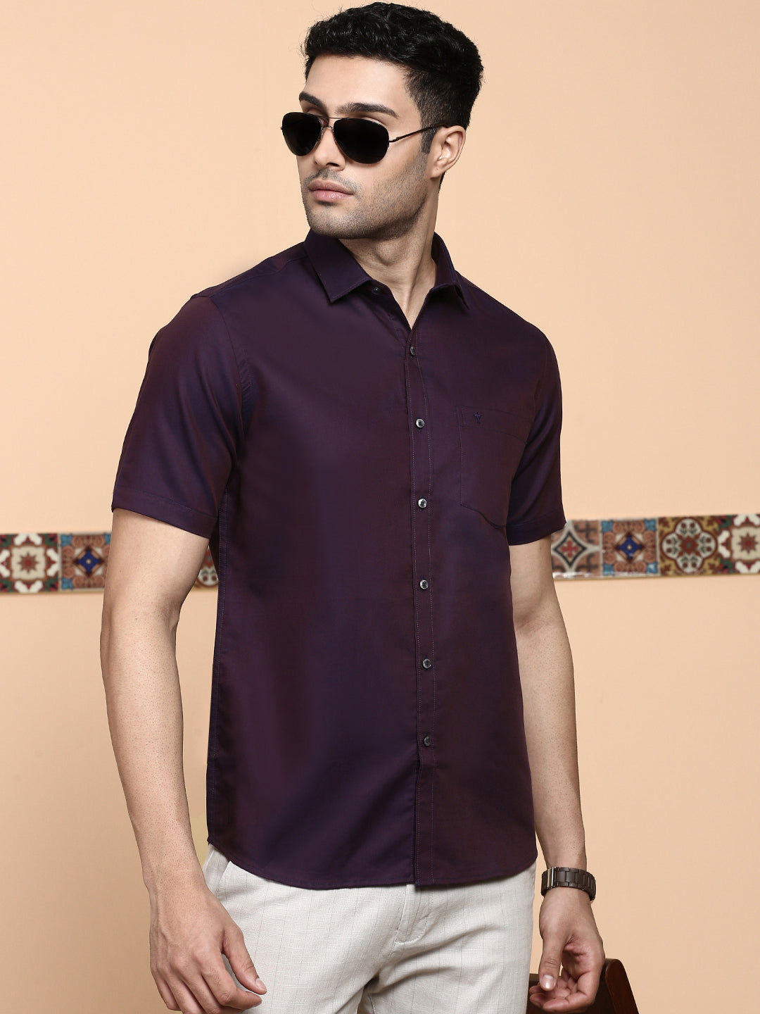 Mens Premium Cotton Dark Purple Shirt -EL GP16