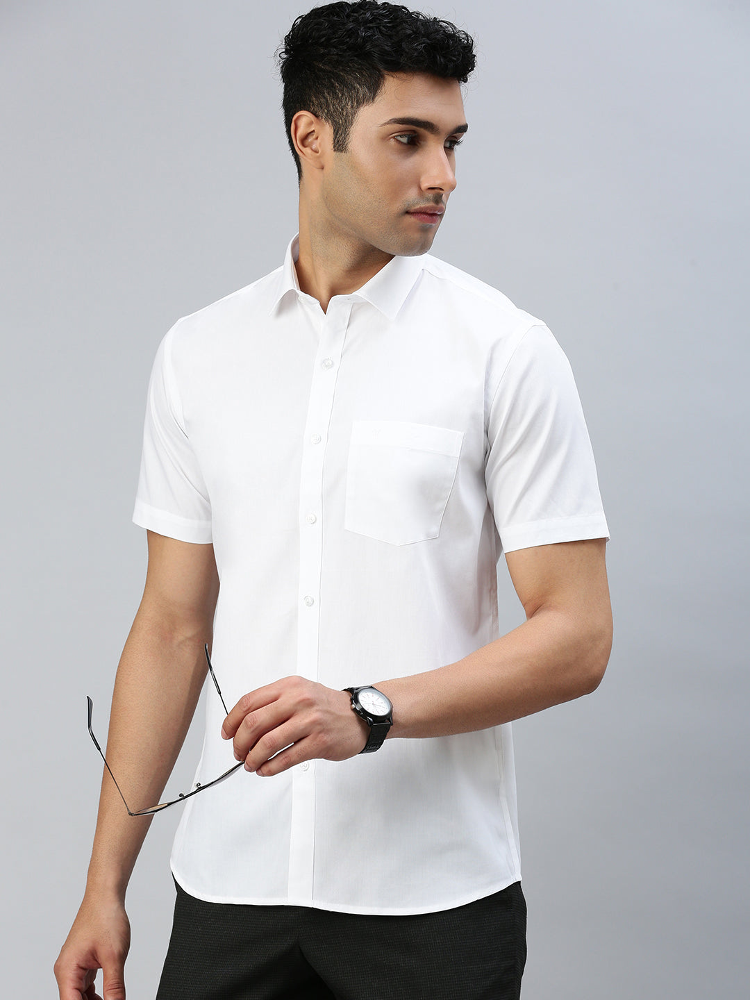 Men Black and White Half Sleeves Shirt Combo