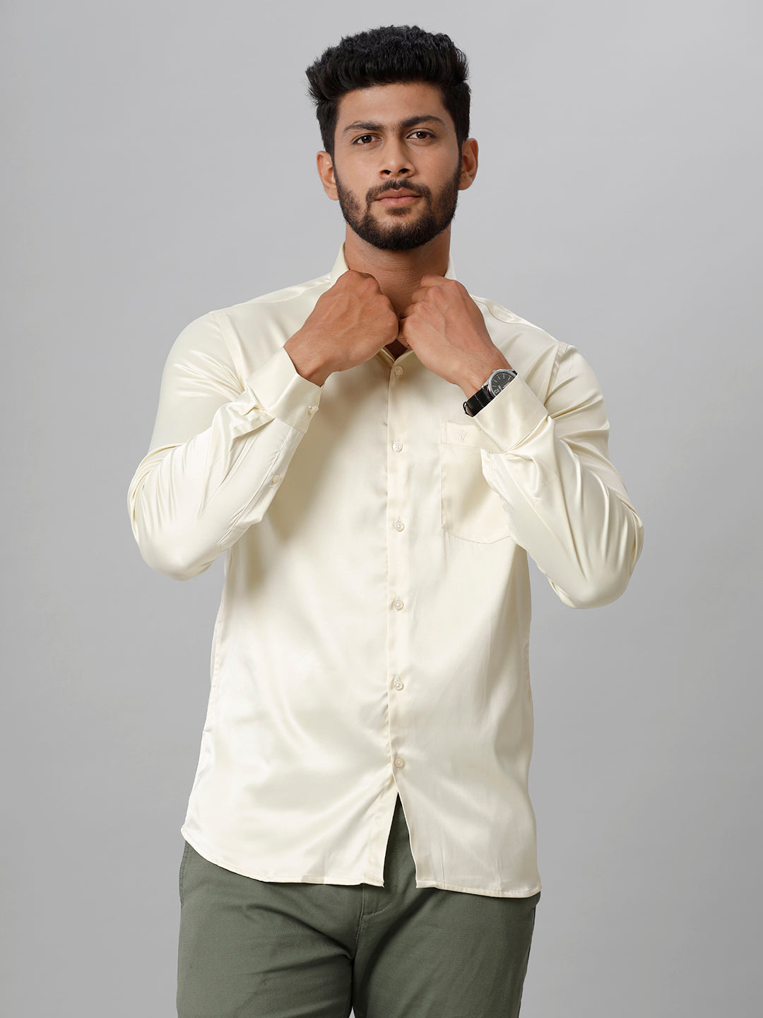 Mens Party Wear Cream Shirt