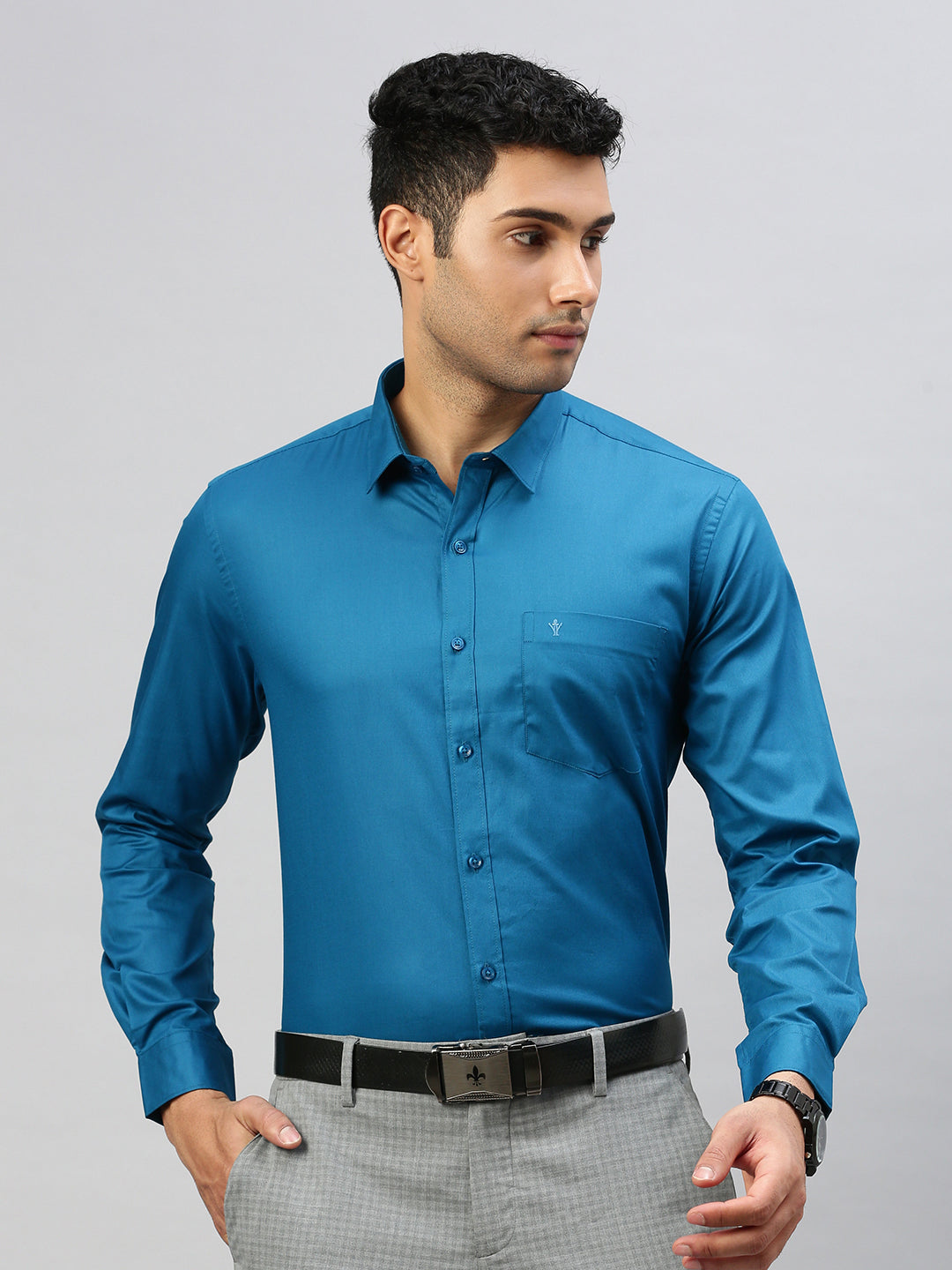 Men 100% Cotton Shirt Blue TW6