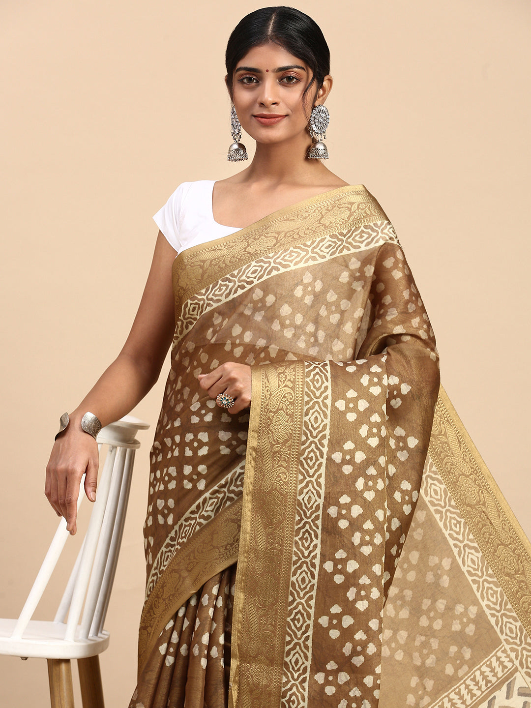 Women Semi Silk Tissue Weaving Saree Olive Green SS285