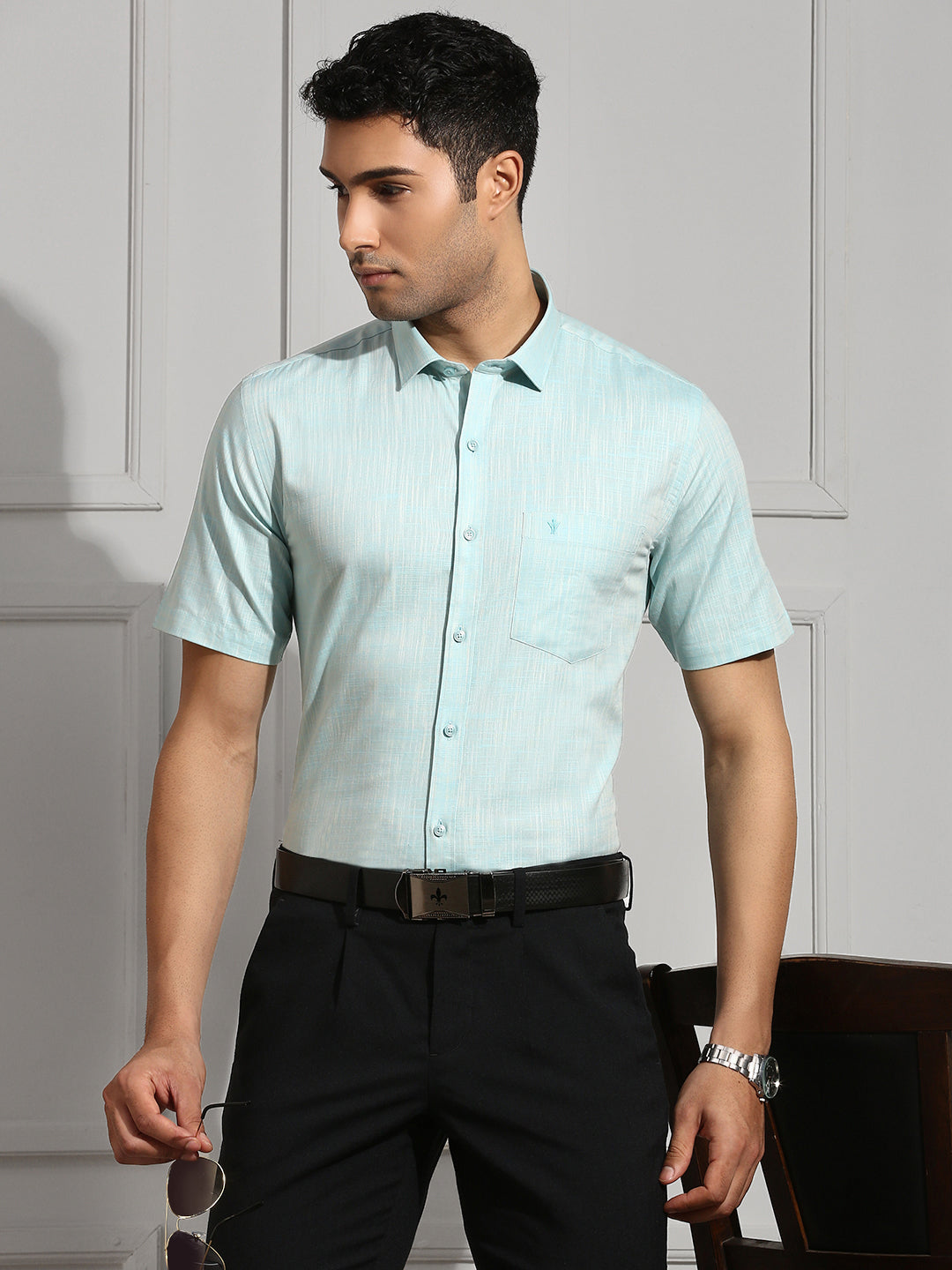 Men 100% Cotton Shirt Blue CL2 GT35