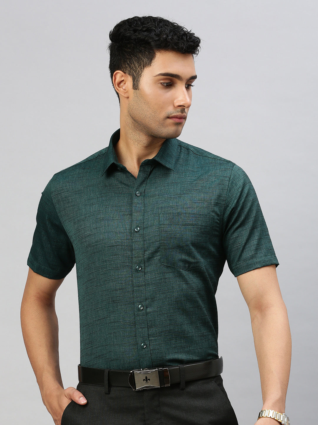 Mens Cotton Blend Shirt Green T33 TI6