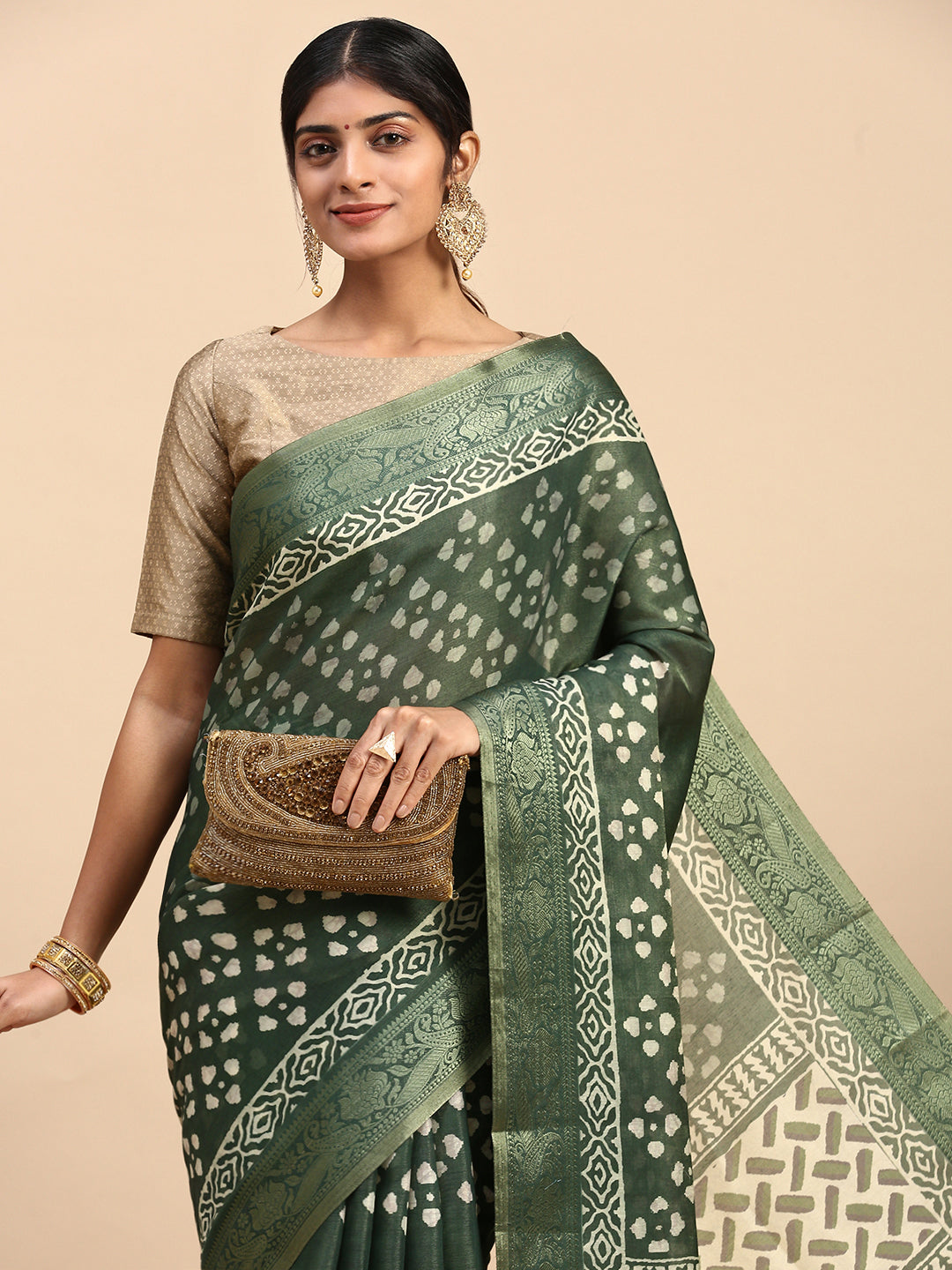 Women Semi Silk Tissue Weaving Saree Green SS286