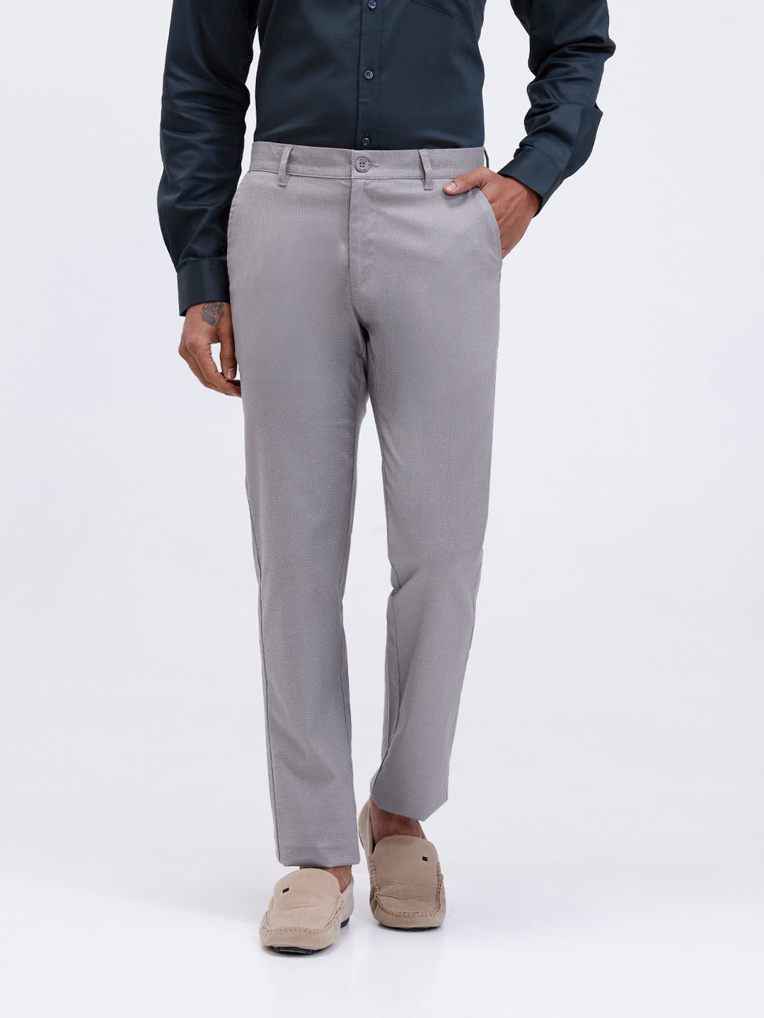 Men’s Smart Fit Cotton Lycra Stretch Pant Dark Grey