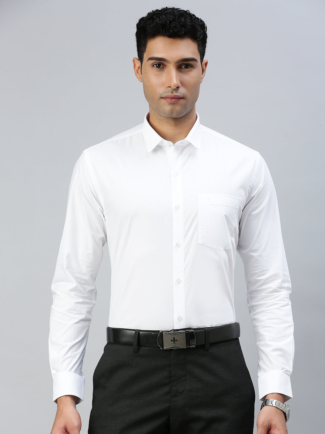 Men Cotton Uth Fit White Shirt