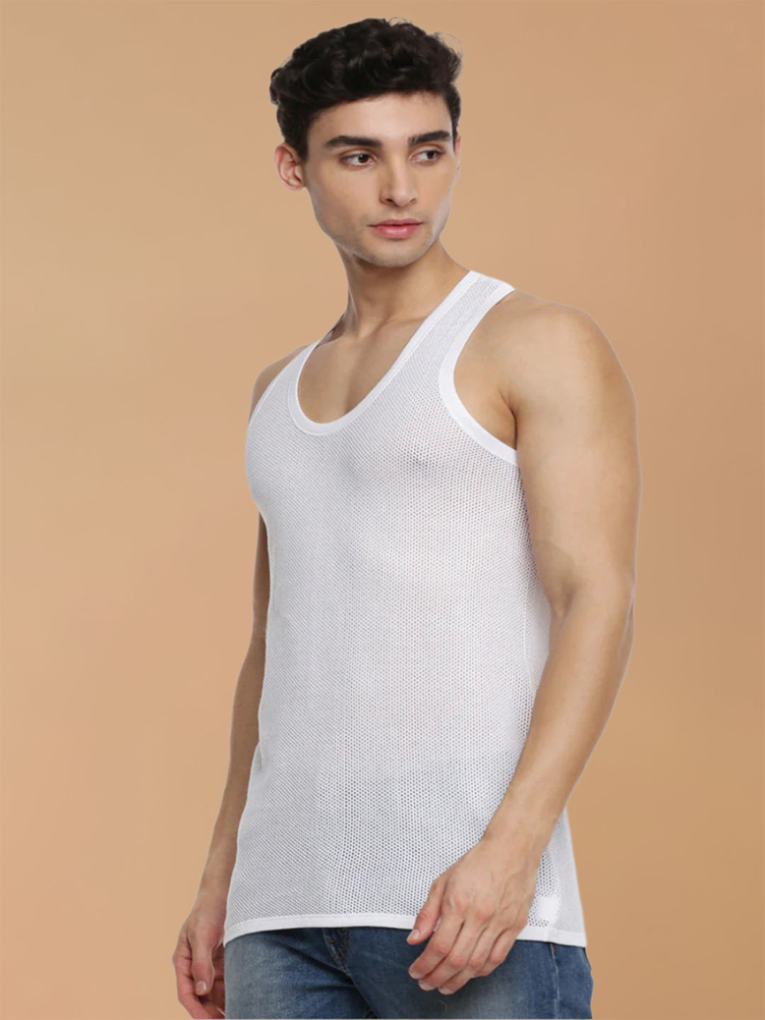 100% Cotton White Netted Vest Breeze RN (Pack of 2)