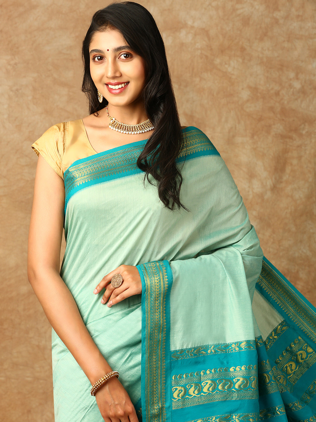 Women Kalyani Cotton Saree Green PCS125