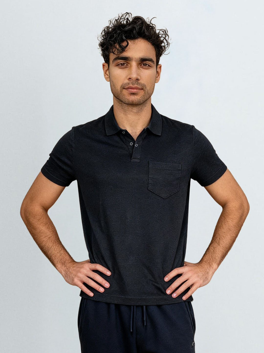 Men TENCEL™ Modal Fibers with Micro technology Polo T-Shirt Charcoal EMP5