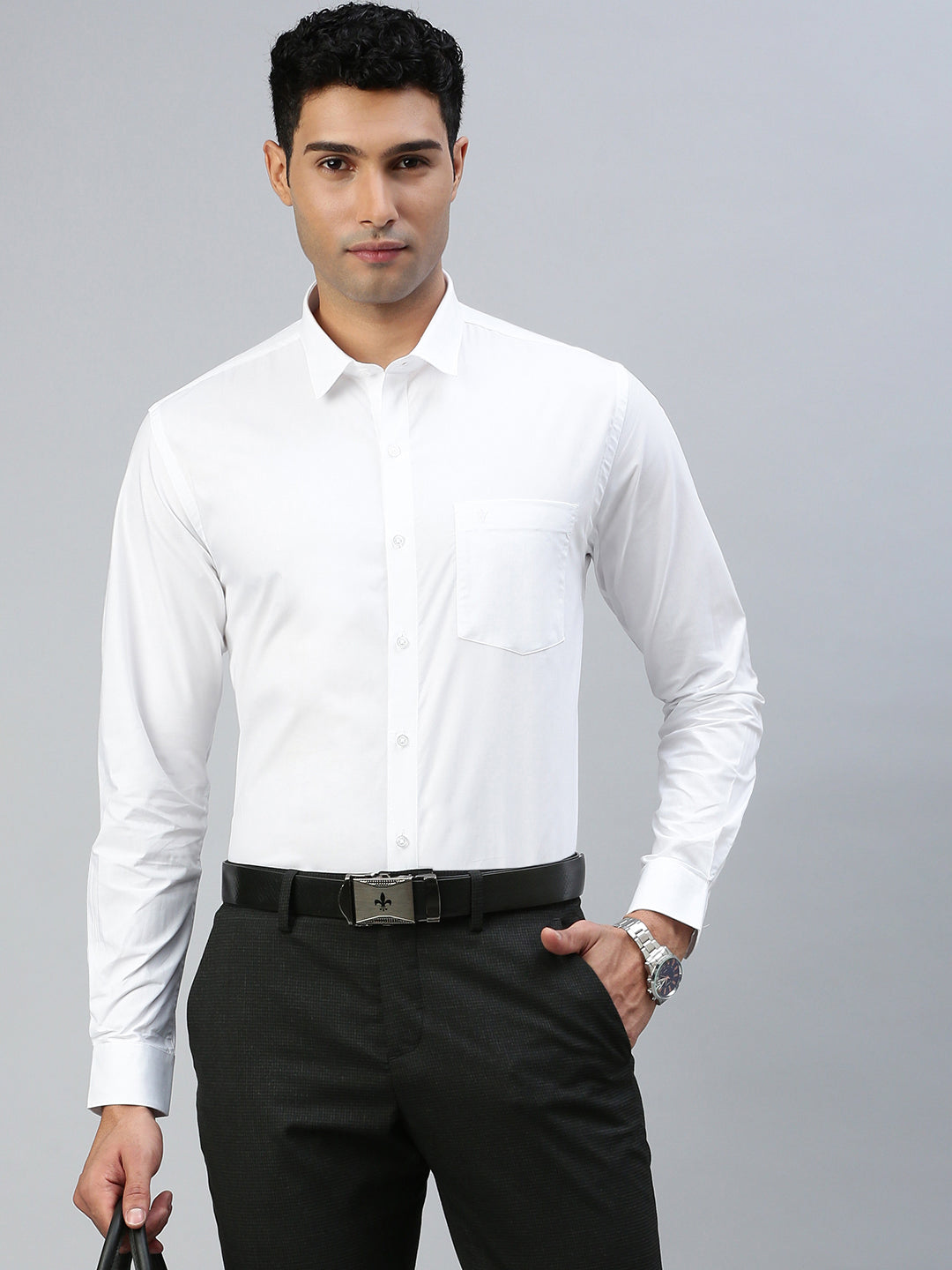 Mens Uniform Pure Cotton White Shirt Full Sleeves