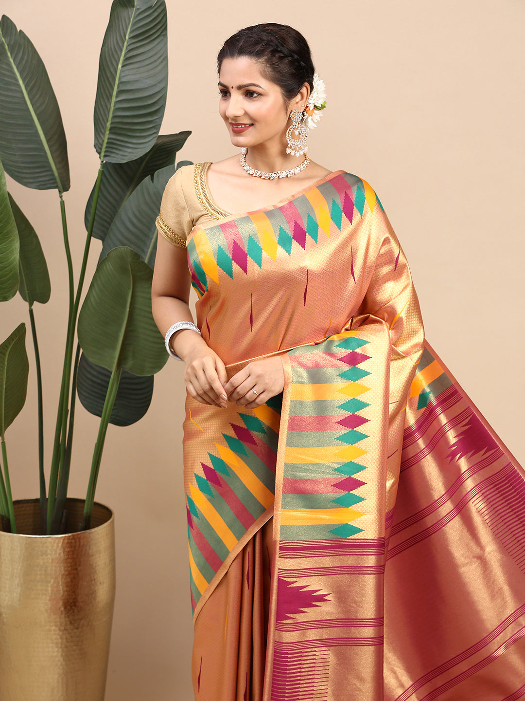 Womens Semi Silk Saree Light Pink SS250