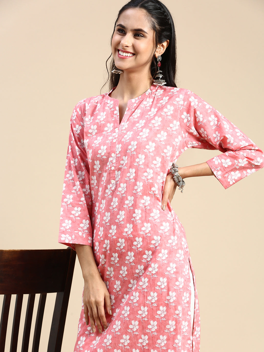Cotton Stand Collar Printed Kurtis, Size: 38 to 46 at Rs 295/piece in  Ahmedabad