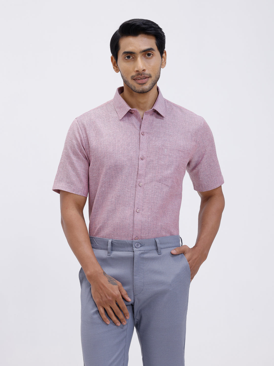 Men Cotton Rich Shirt Purple Green Trendy 12 YL6