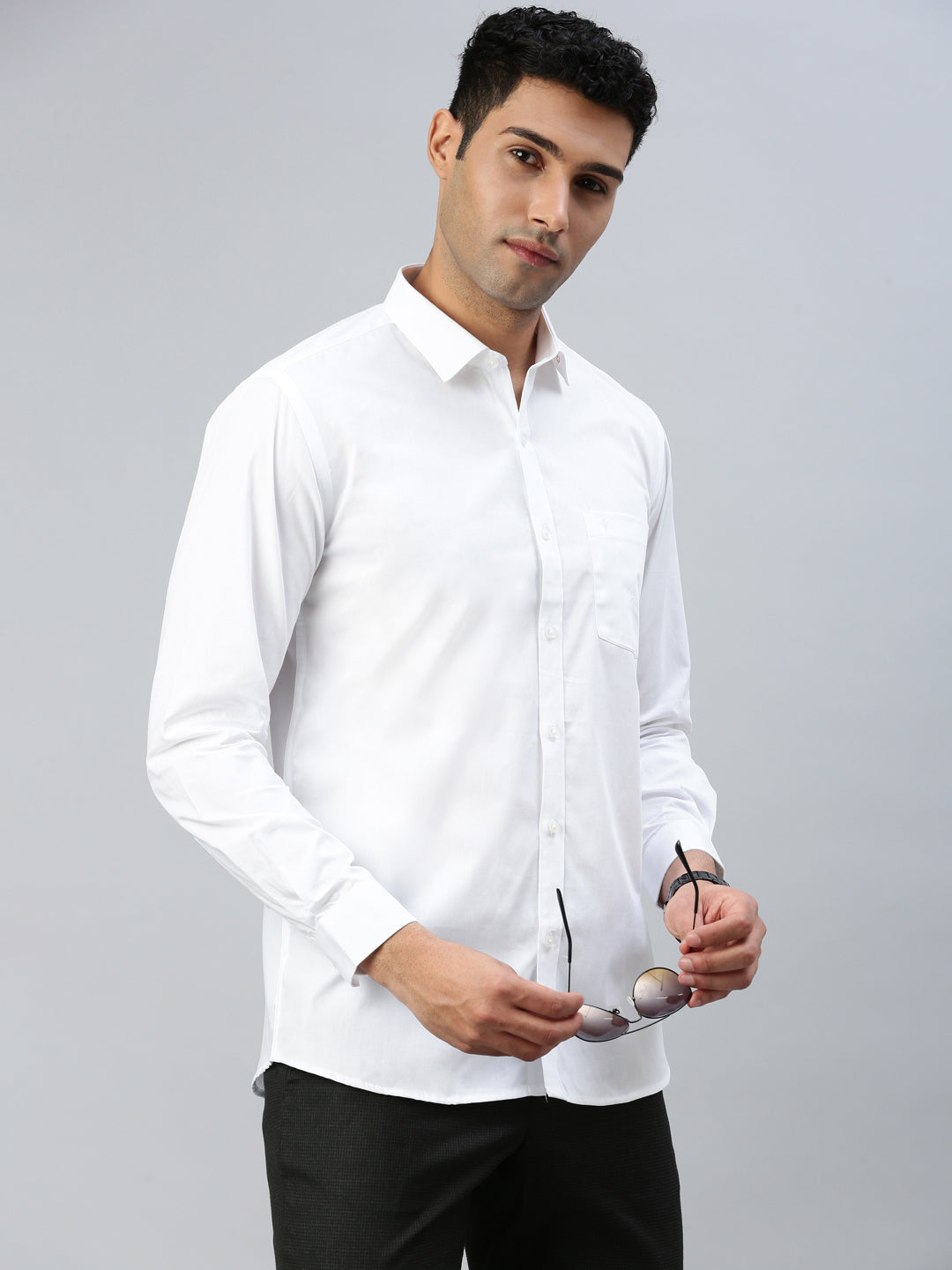 Mens Smart Fit 100% Cotton White Shirt White Trend