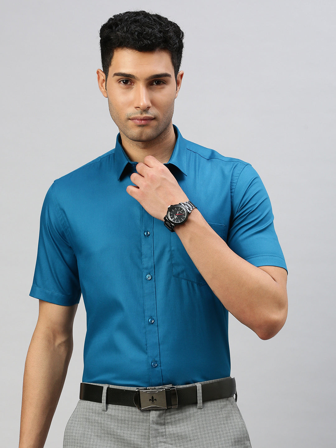 Men 100% Cotton Shirt Blue TW6