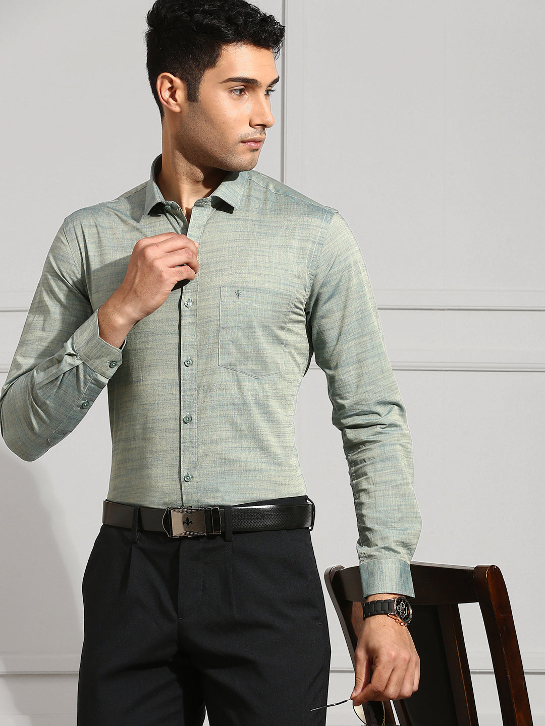 Men 100% Cotton Shirt Green CL7 GE6