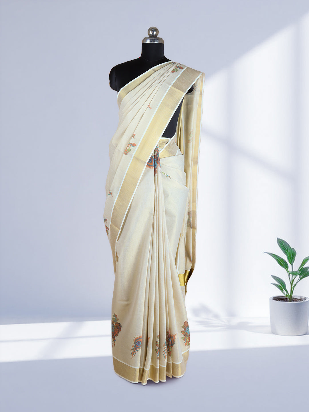 Women Kerala Tissue Gold Saree KS212