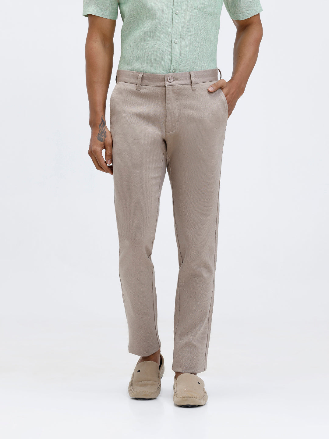 Men’s Smart Fit Cotton Lycra Stretch Brown Pant