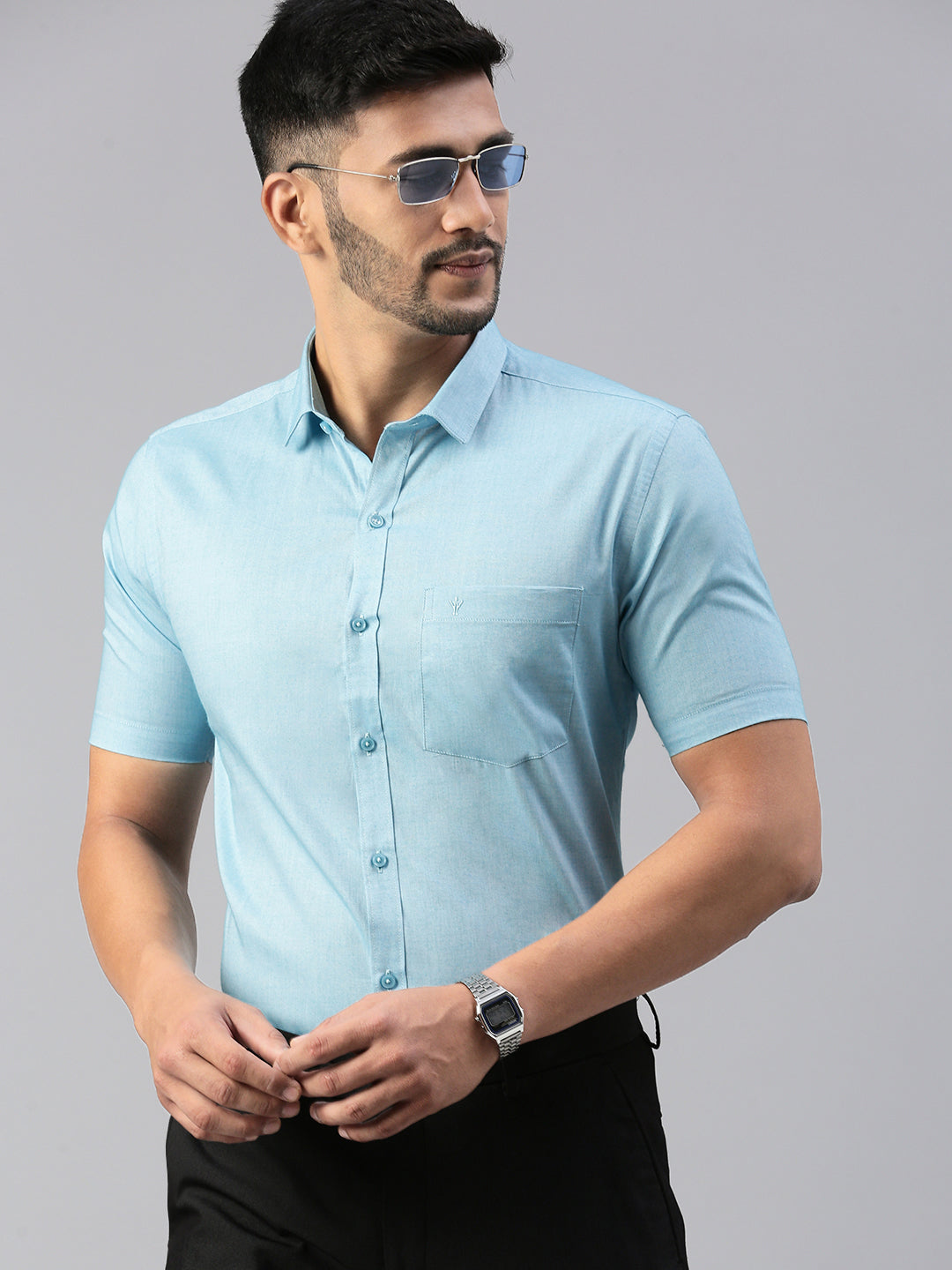 Mens Formal Blue Half Sleeves Shirt  CL6 GD6