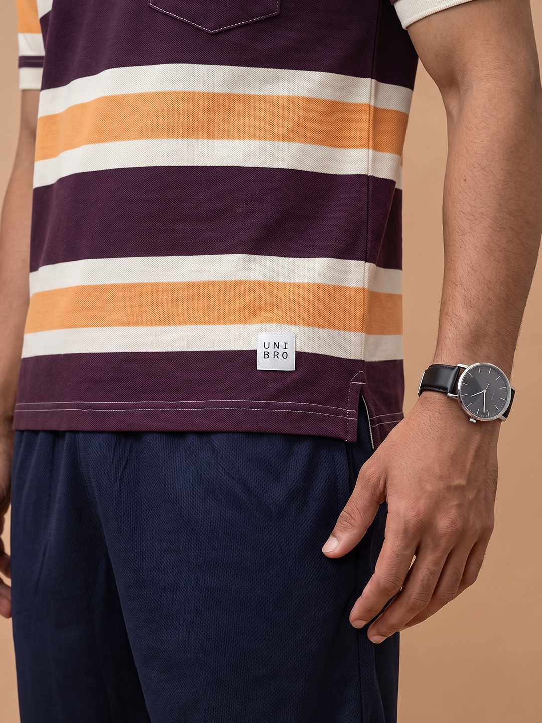 Smart Fit Exclusive Striped Polo T-Shirt Oak Buff ED6